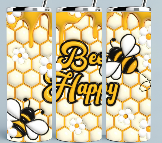 Bee Happy 3D Inflated tumbler