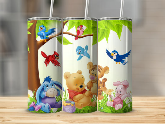 Colorful characters in nature scene tumbler product
