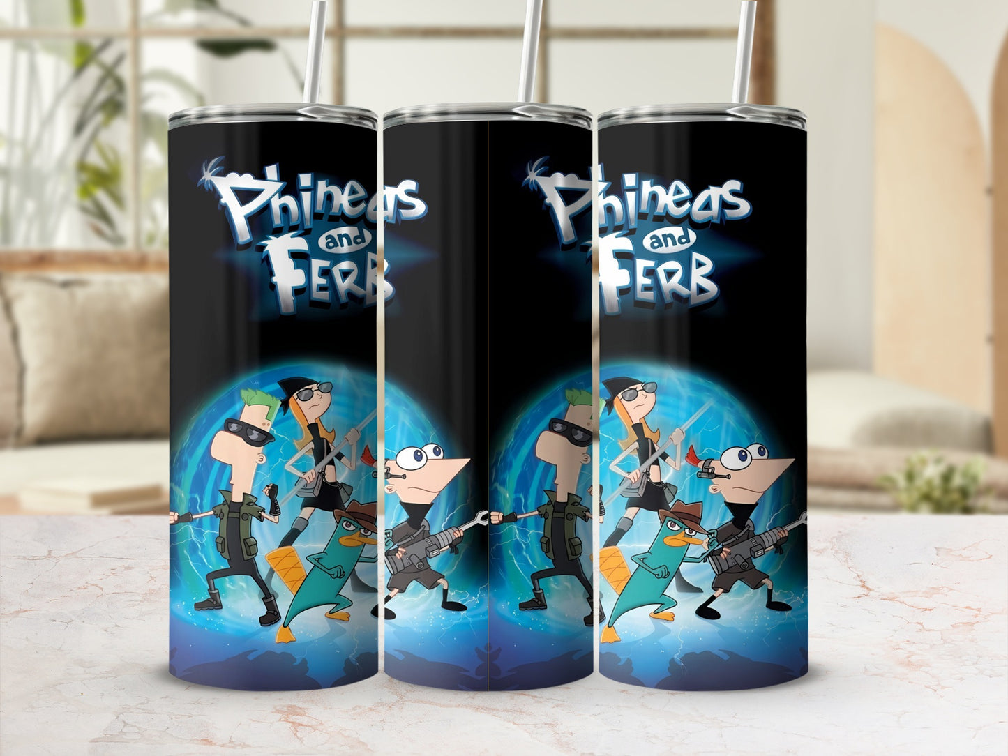 Phineas and Ferb Characters Themed Tumbler Cup