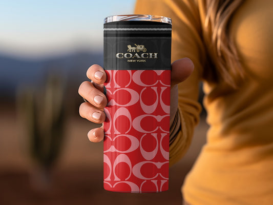Coach New York Branded Red and Black Travel Mug