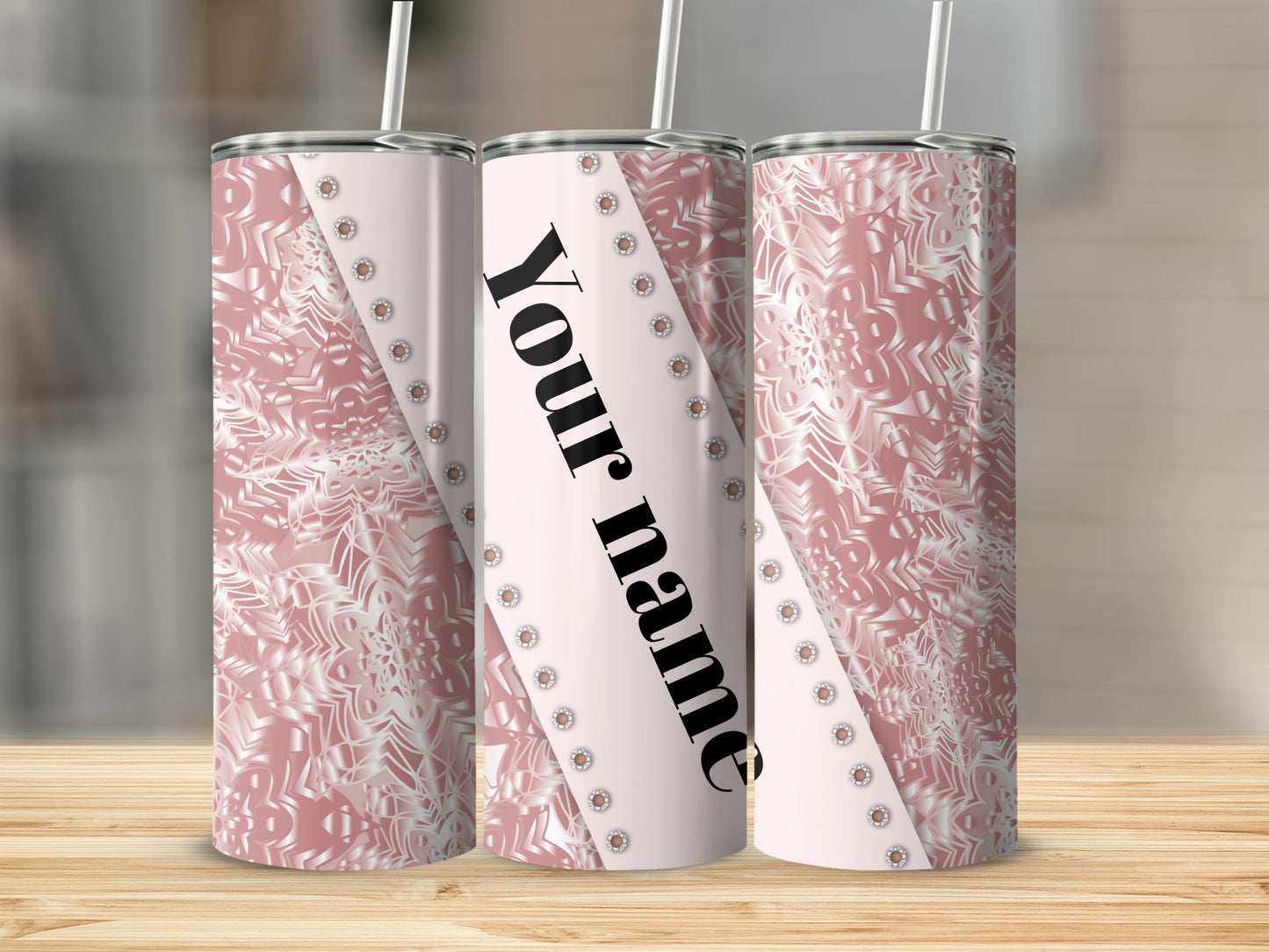 Personalized Pink Floral Design Customized Tumbler