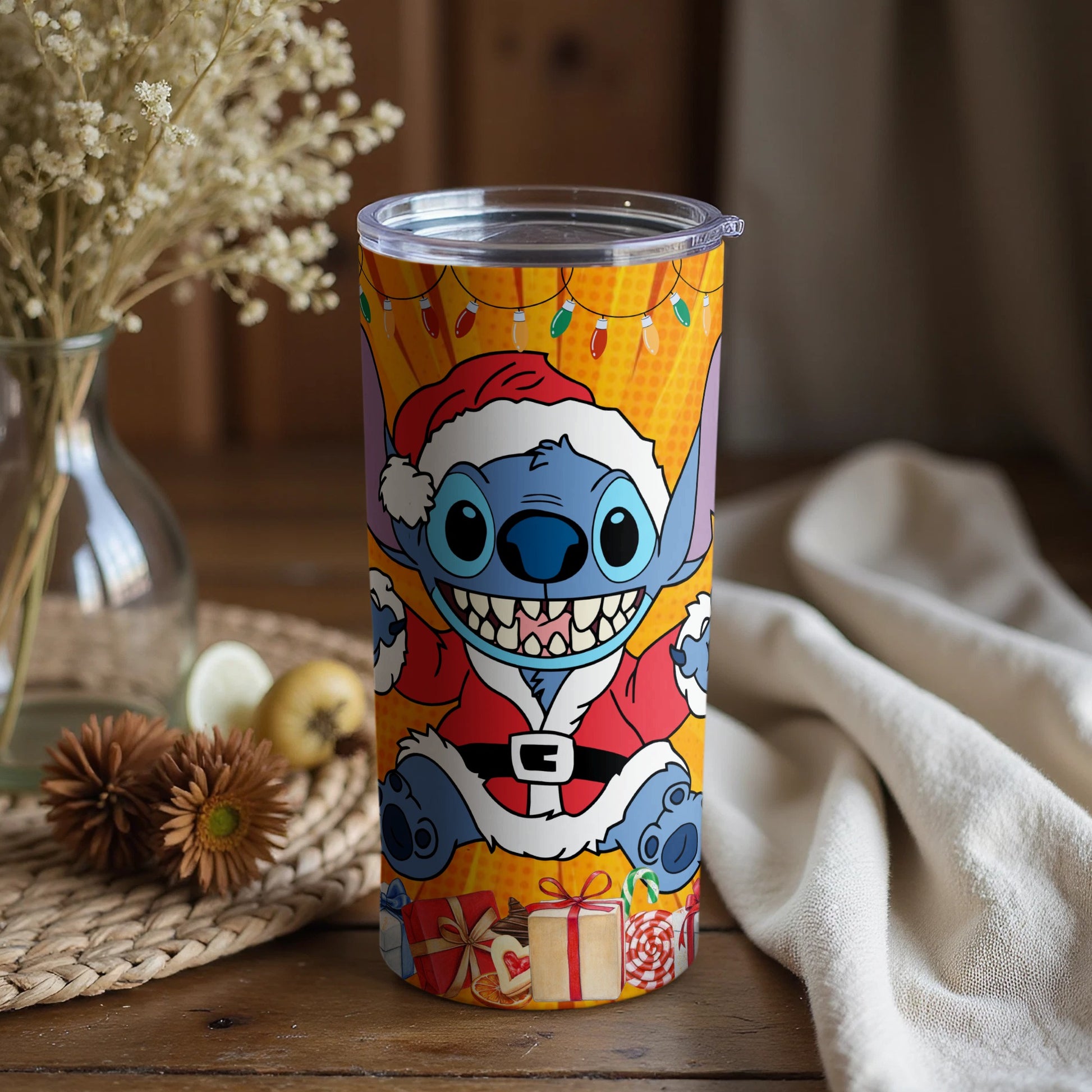 Stitch Santa Christmas Tumbler with Holiday Design