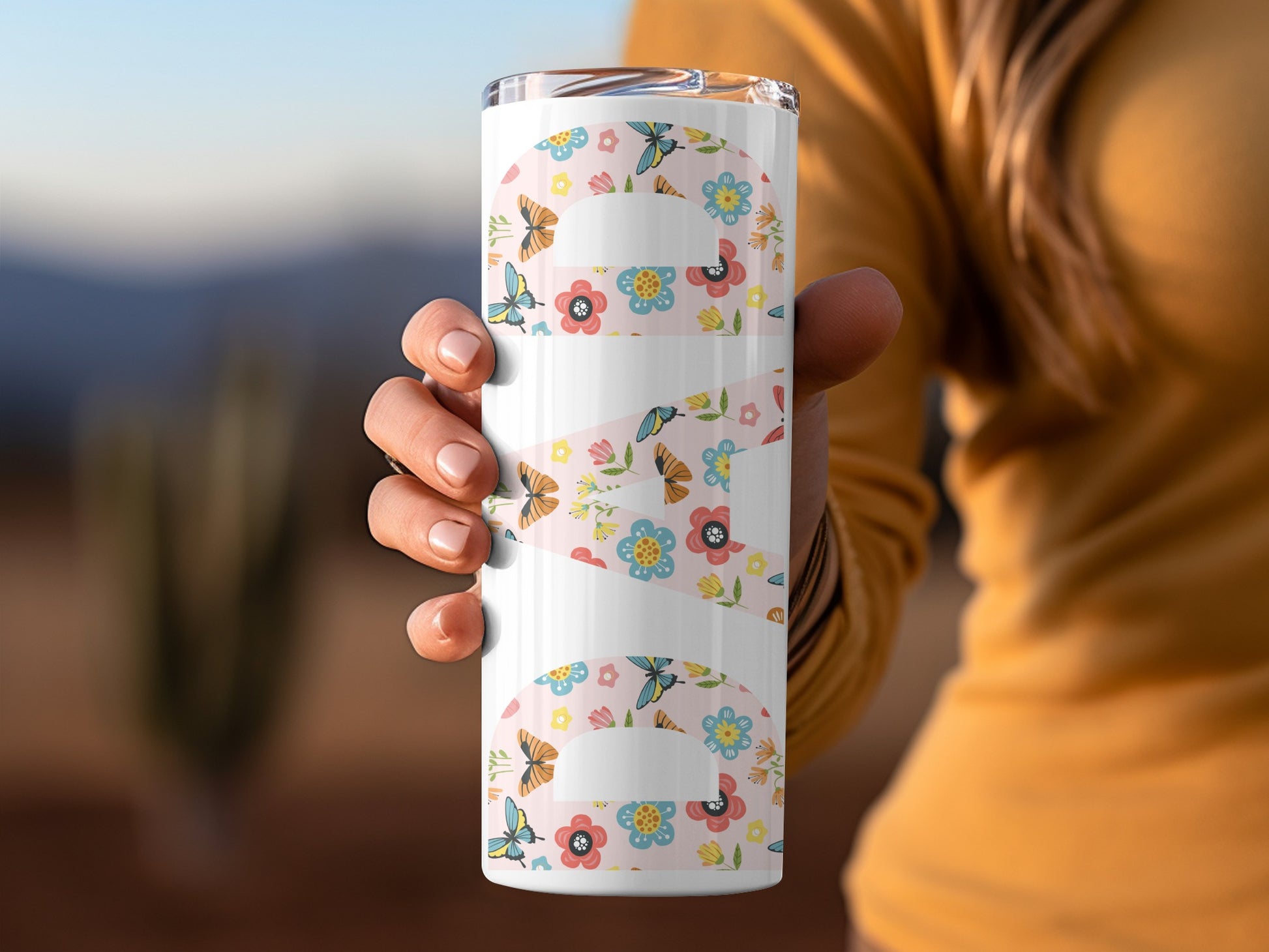 Floral Patterned Insulated Drink Tumbler 20 oz Cup