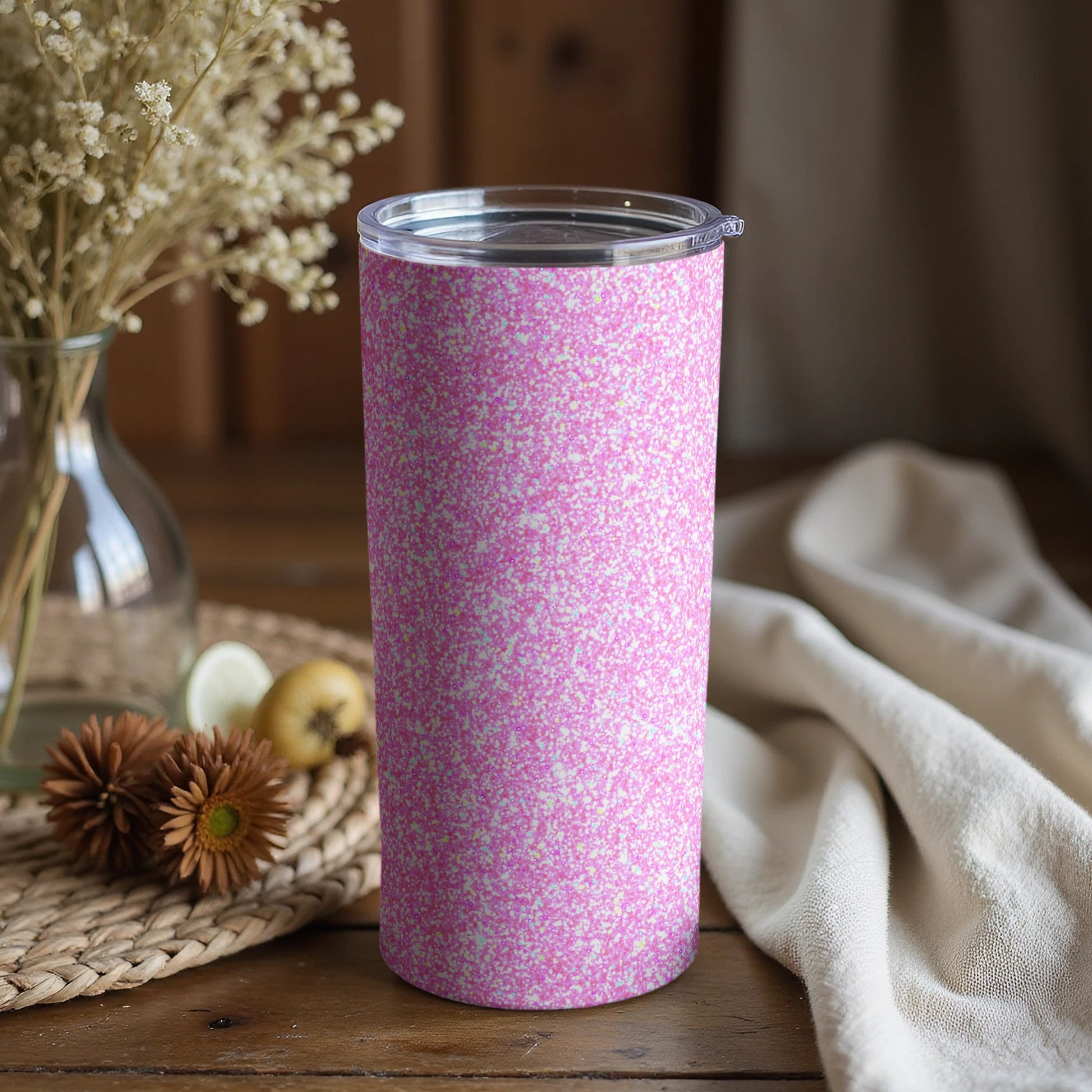Pink and White Speckled Tumbler for Drinks