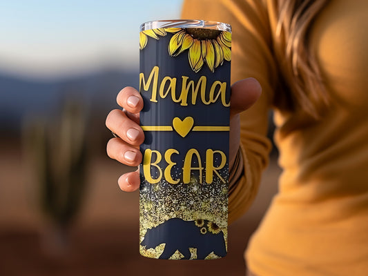 Mama Bear Sunflower Heart Insulated Tumbler Cup