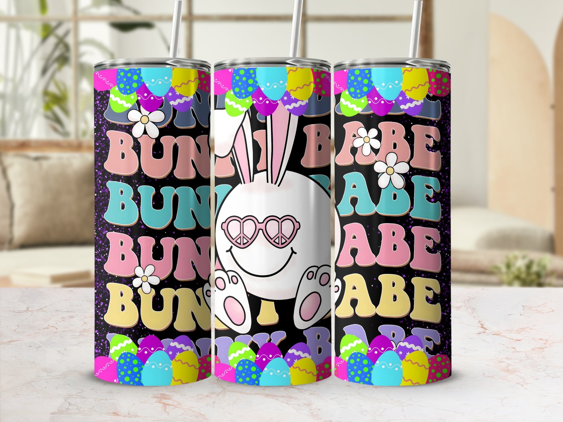 Cute Easter Bunny Babe Colorful Insulated Tumbler