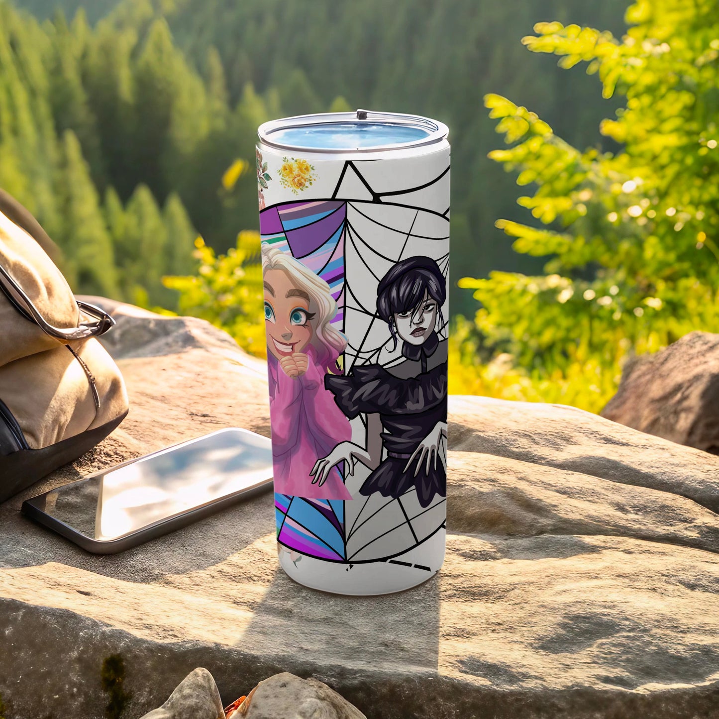 Colorful Tumblers with Cartoon Characters Design