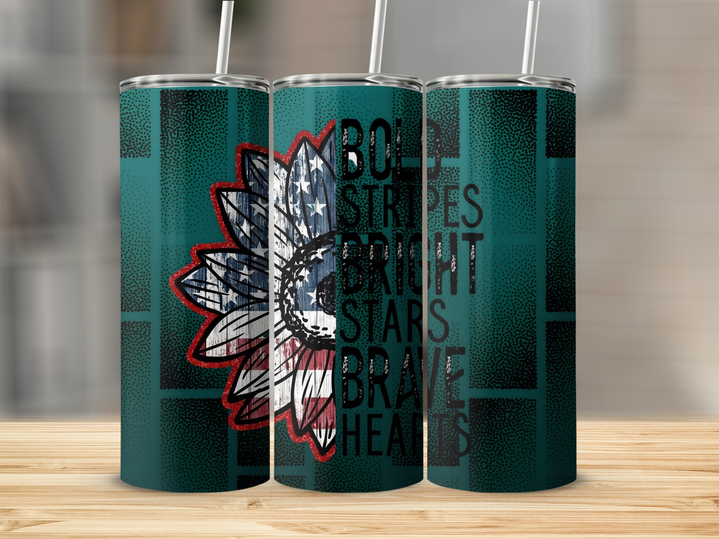 Bold Stripes Bright Stars Brave Hearts Tumbler
