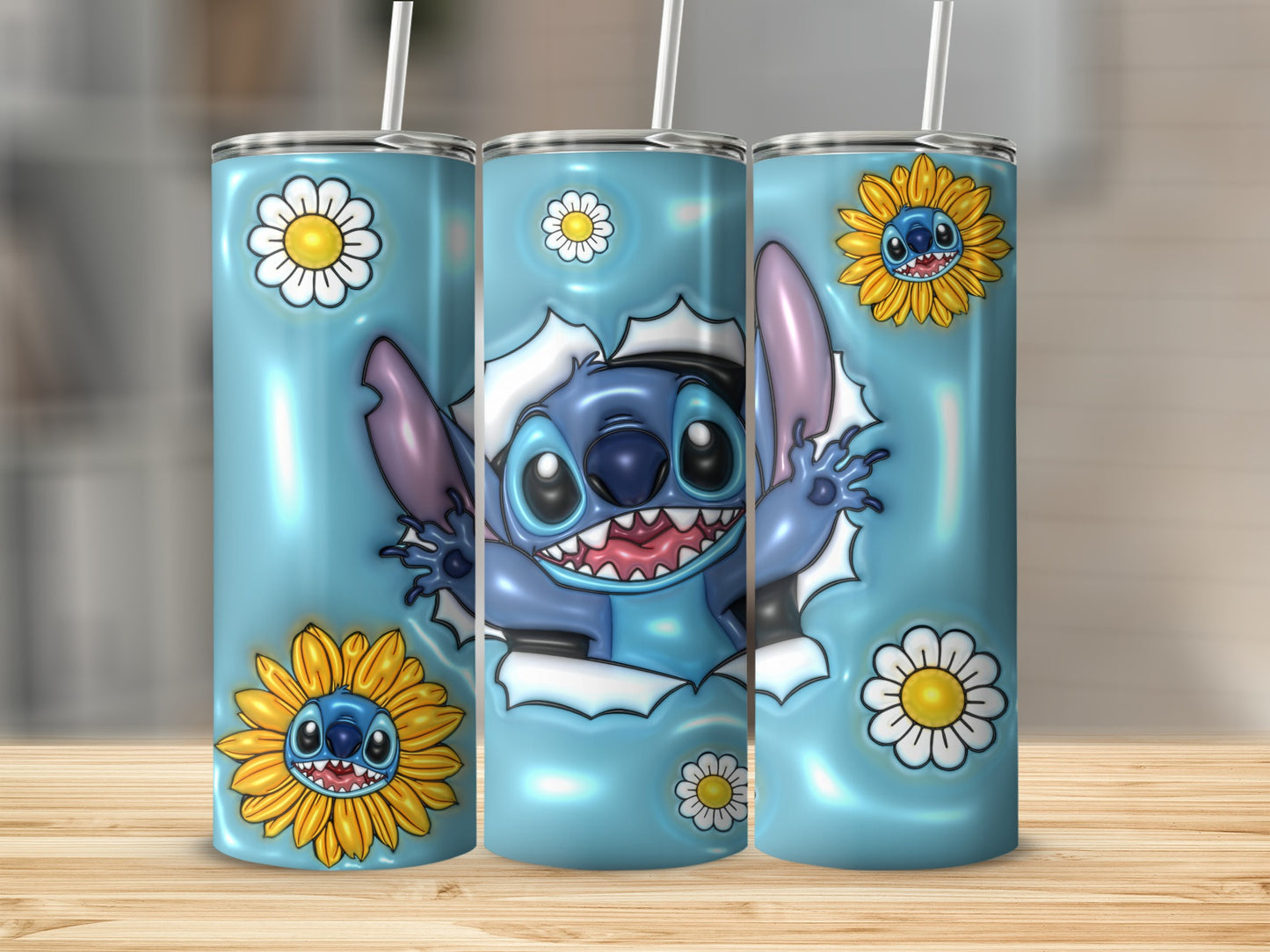 Cute Stitch and Sunflowers Tumbler for All Ages
