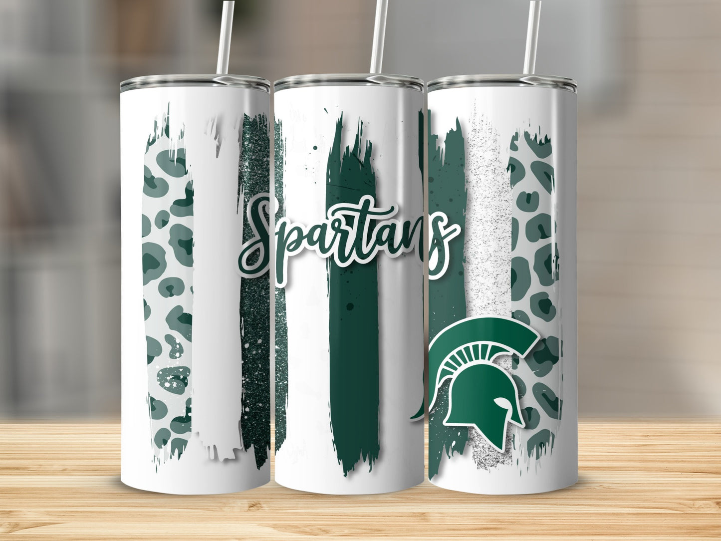 Spartans Helmet On Brush Strokes Team Logo Sports Tumblers