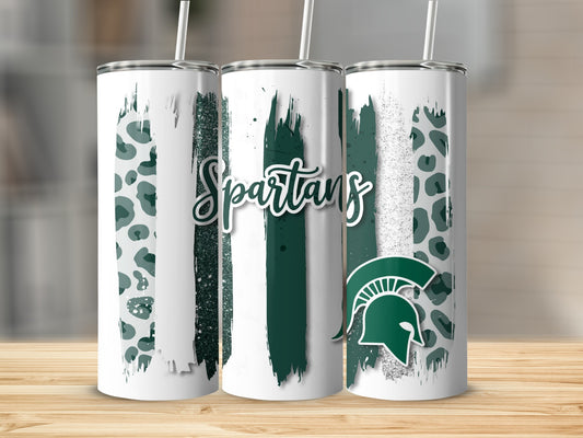 Spartans Helmet On Brush Strokes Team Logo Sports Tumblers