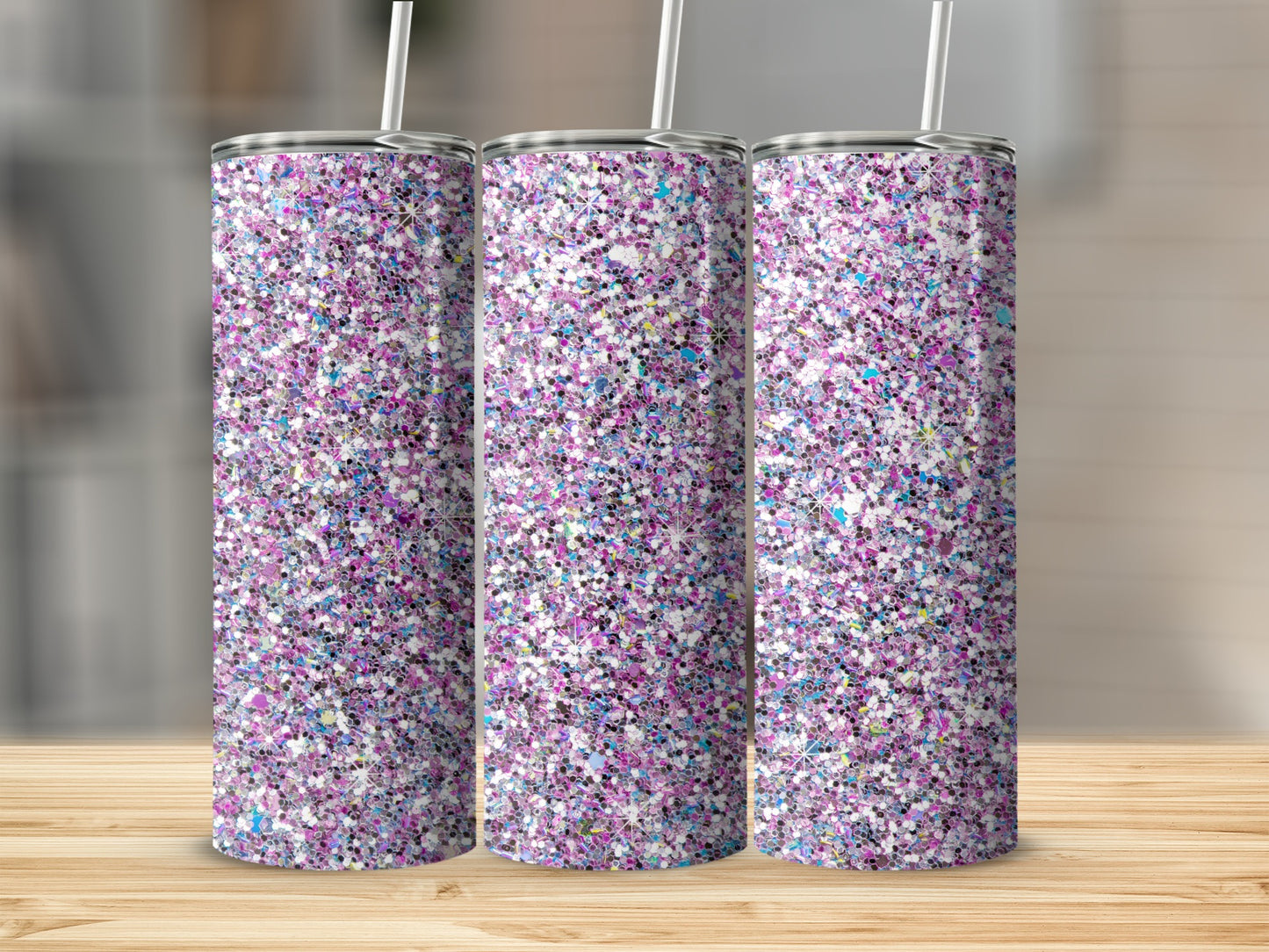 Sparkly Pink Purple Glittery Metal Tumblers product