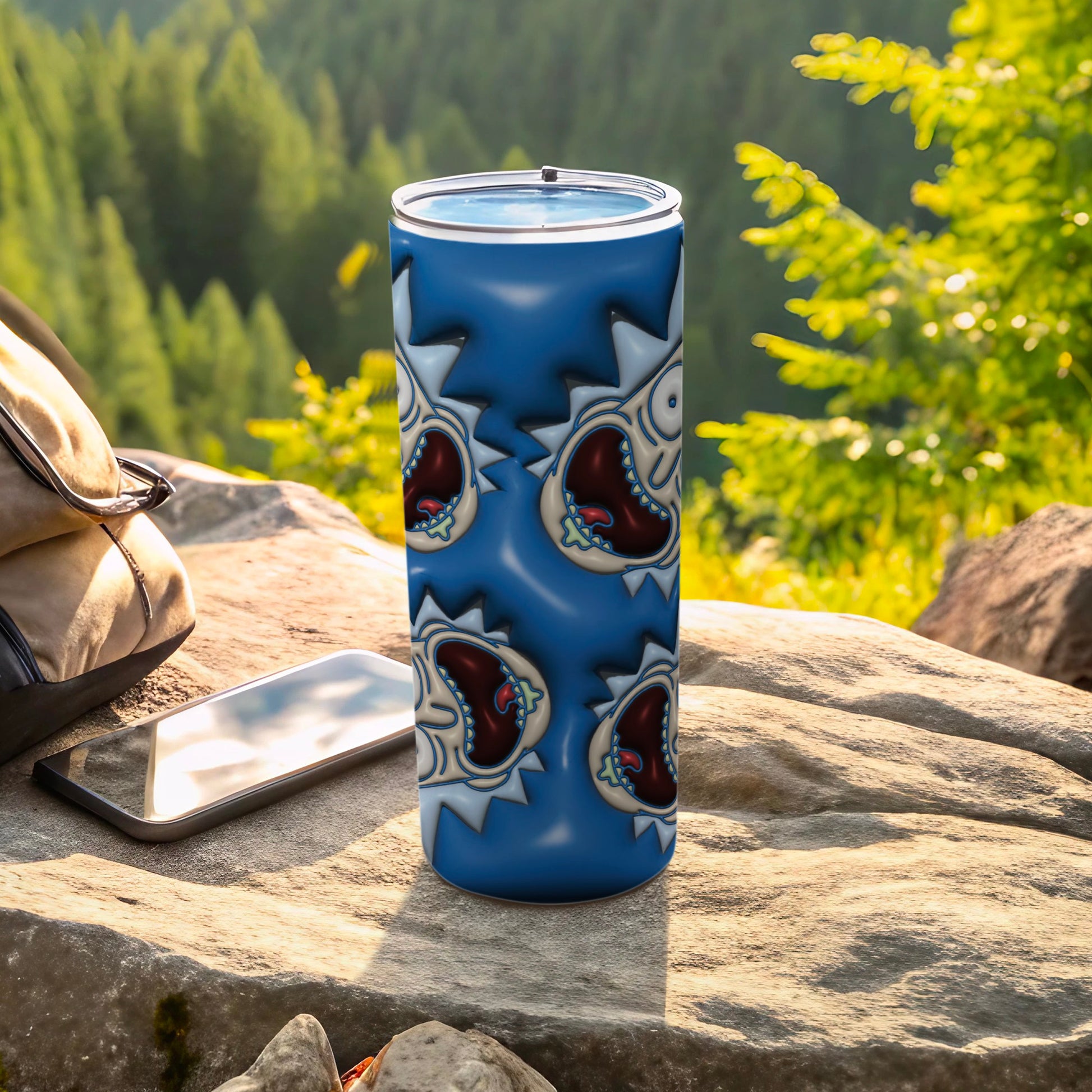 Shark Face Design Insulated Tumbler for Outdoor Use