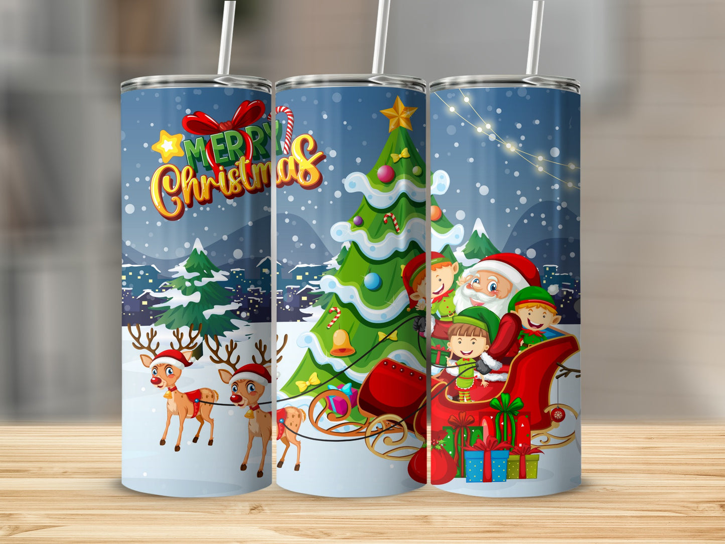 Merry Christmas Santa Claus Reindeer Tree product