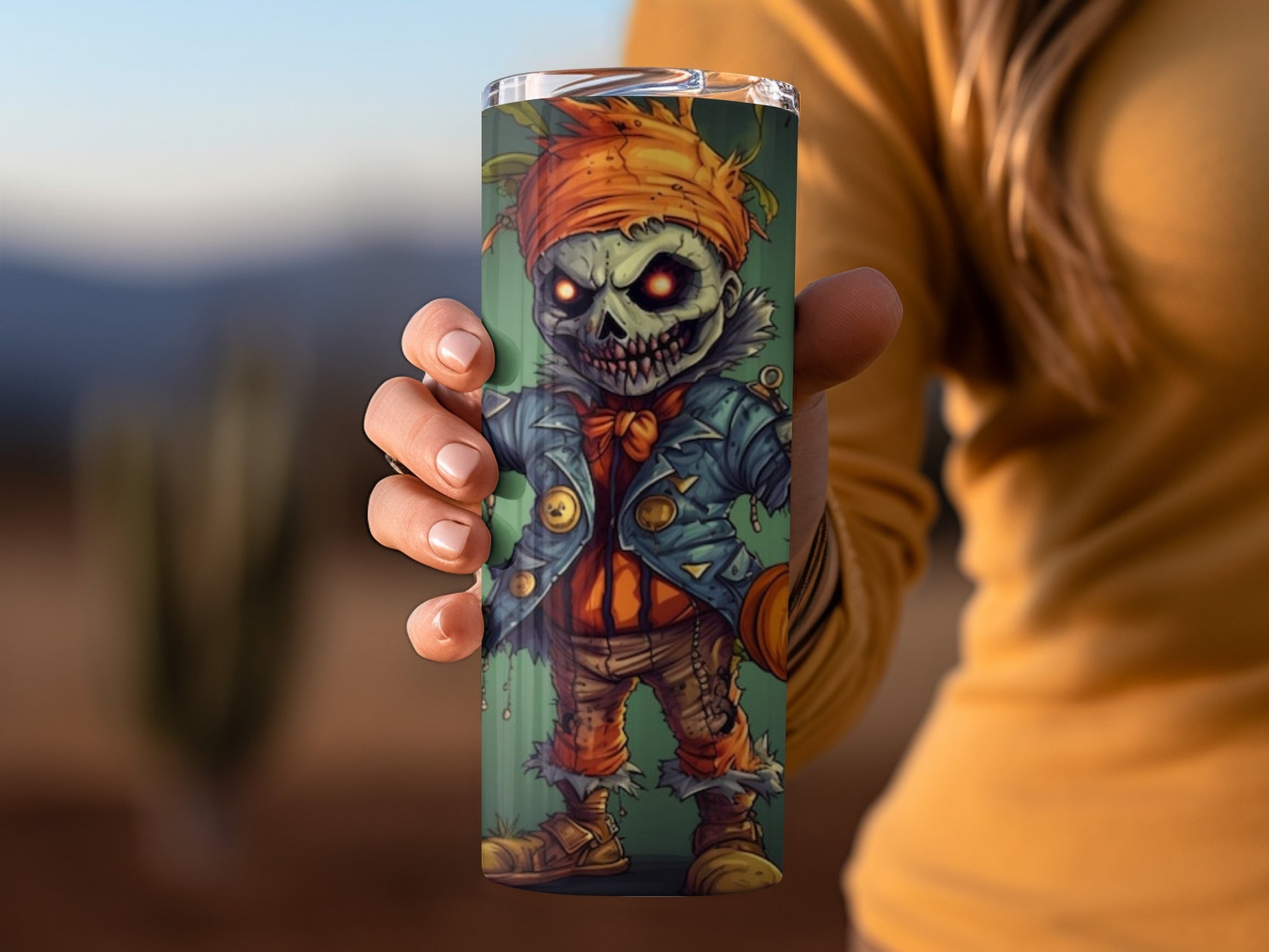 Creepy Scarecrow Design Halloween Tumbler Cup