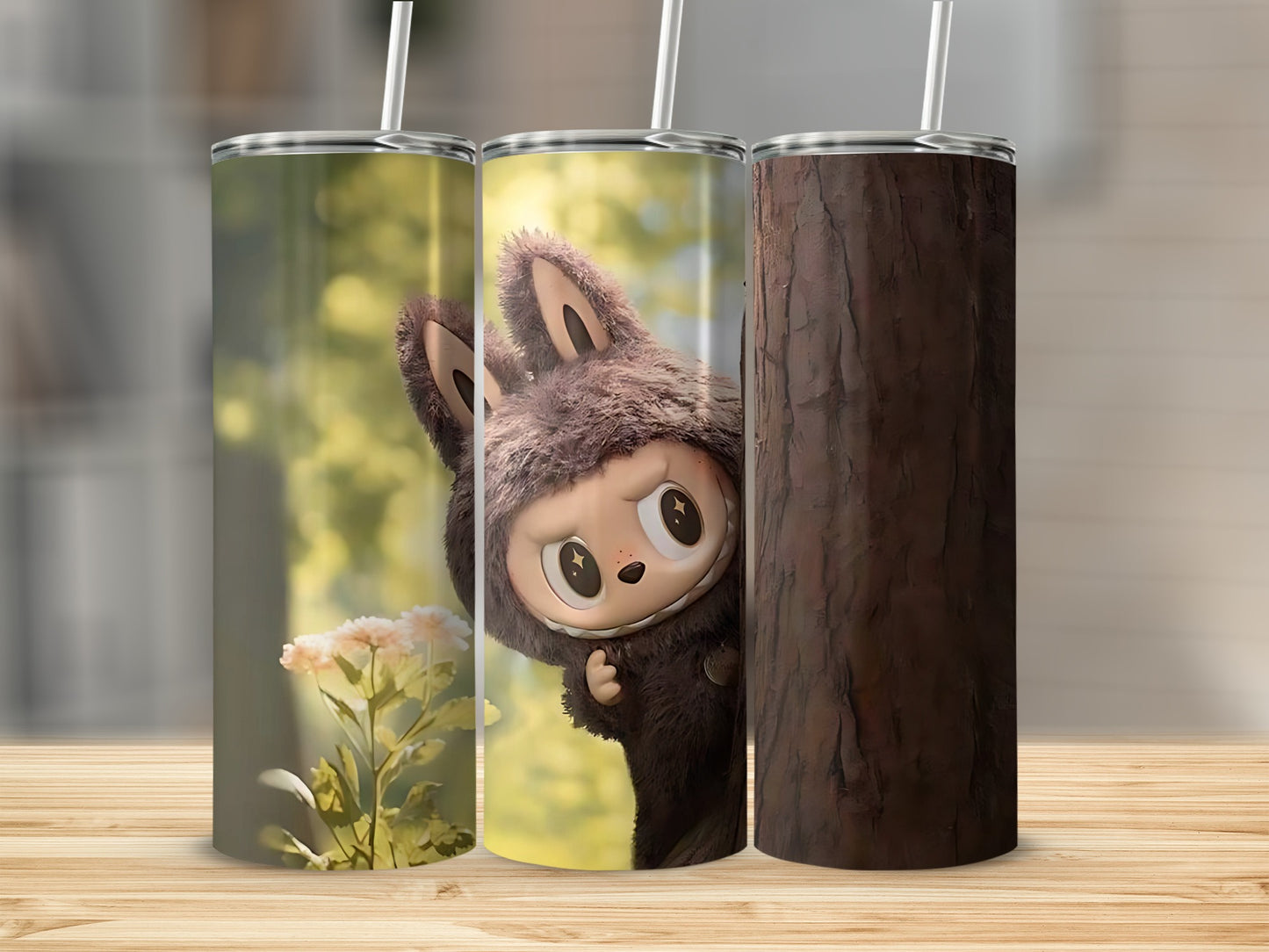 Cute Cartoon Character Peeking Out Design Tumbler
