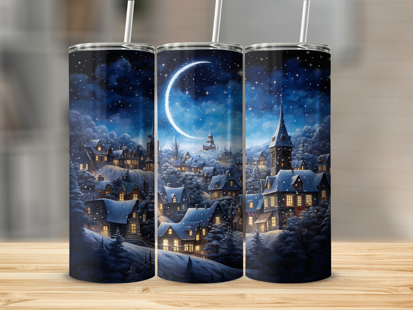 Enchanting Winter Night Scene Type Tumbler
