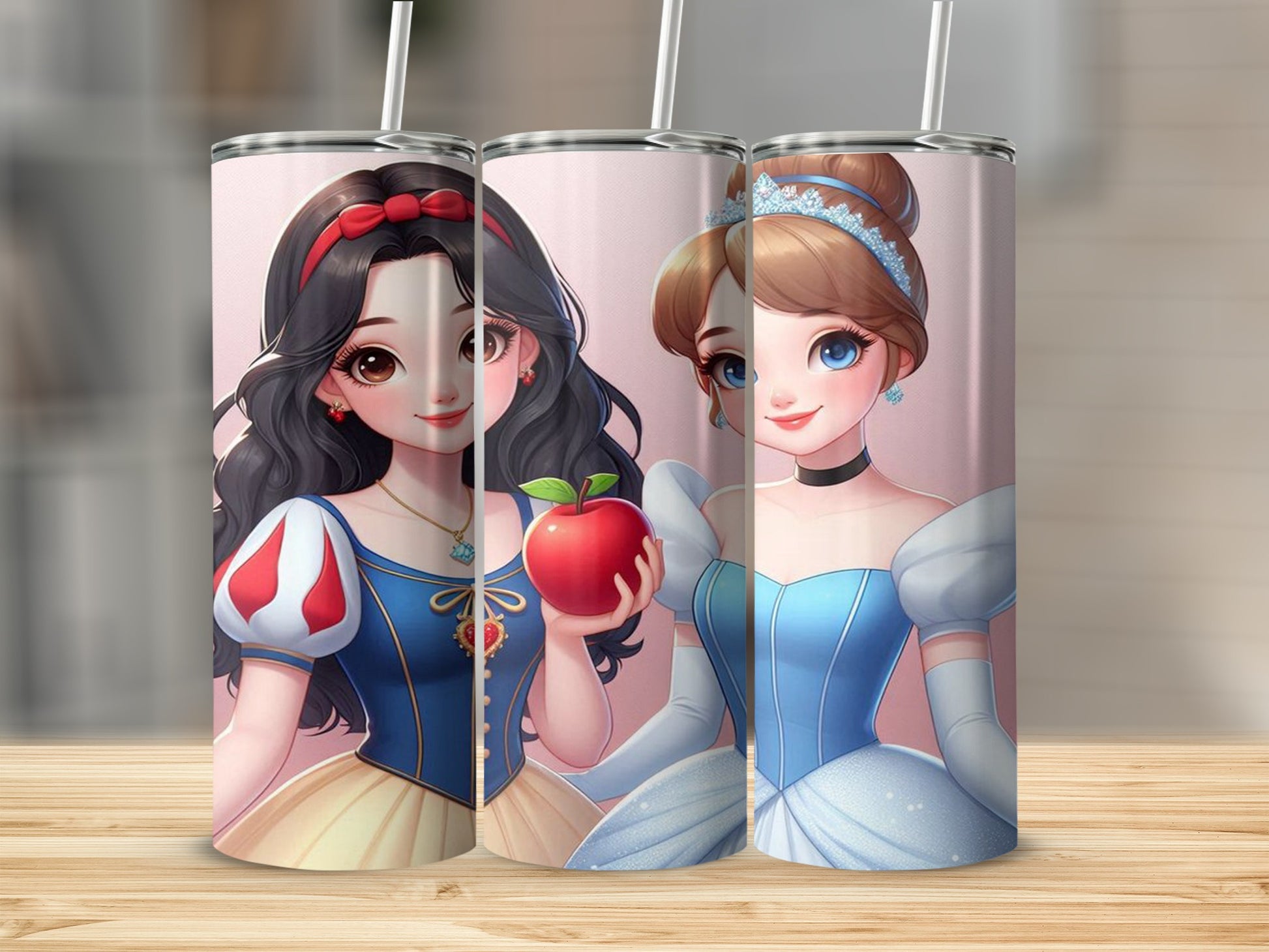 Enchanting Snow White and Cinderella Tumbler Set