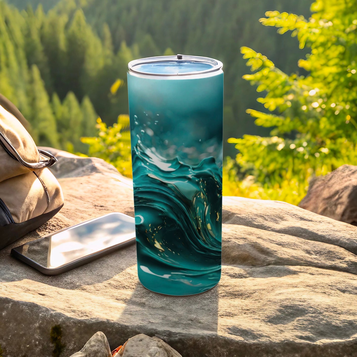 Deep Teal Swirling Water Ocean Current Tumbler product type