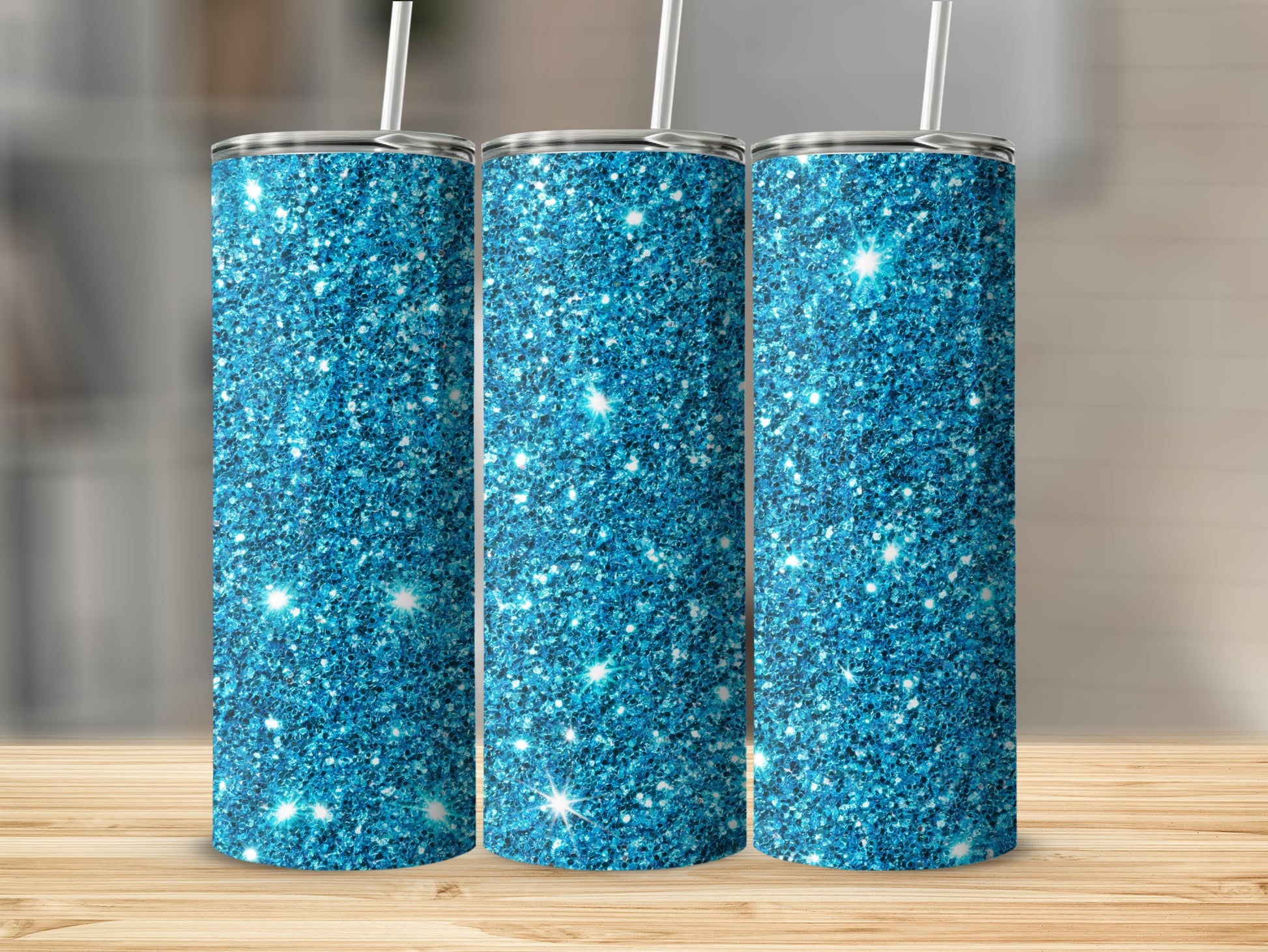 Sparkling Blue Glitter Tumbler Shiny Drinkware Product