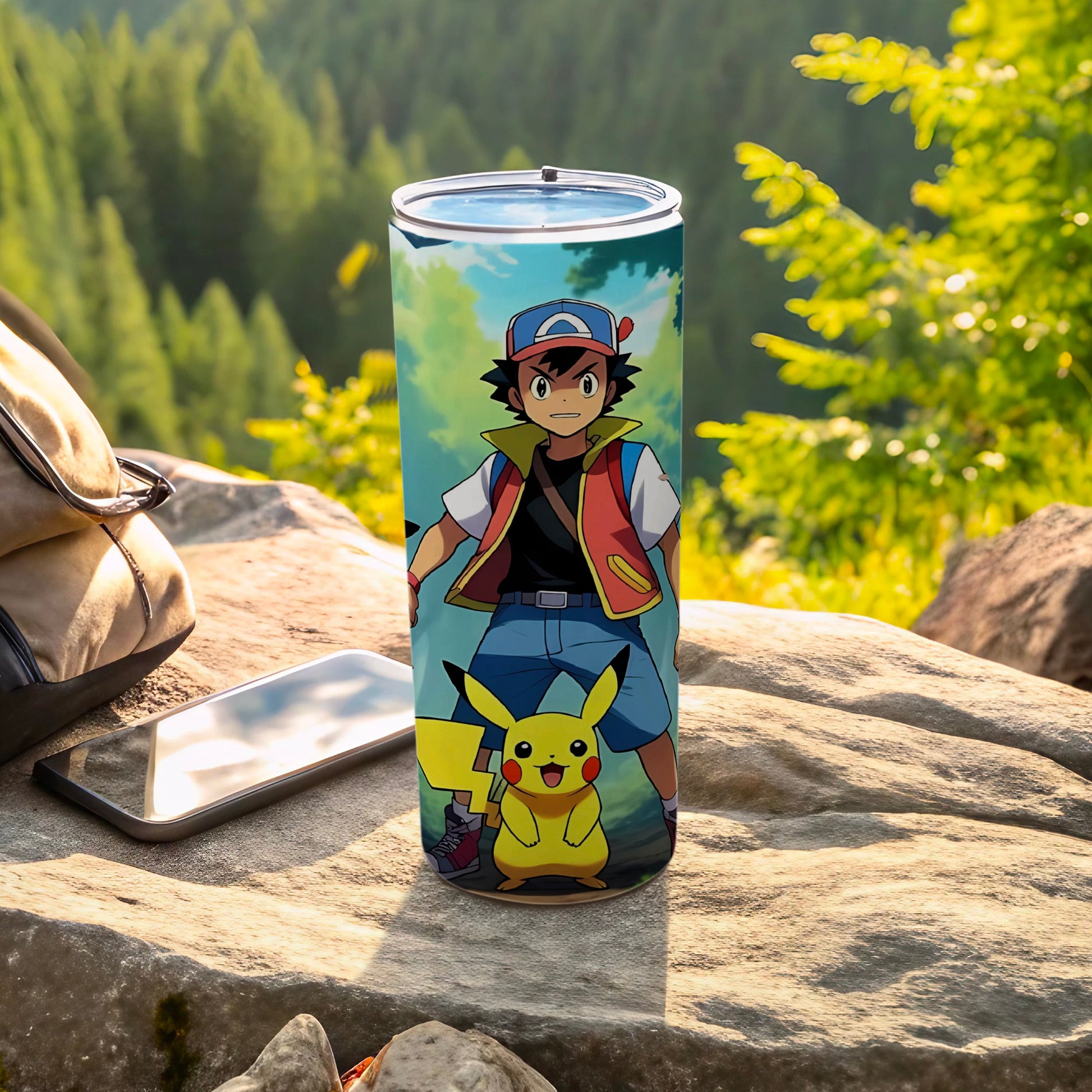 Ash and Pikachu Adventure Design Travel Mug