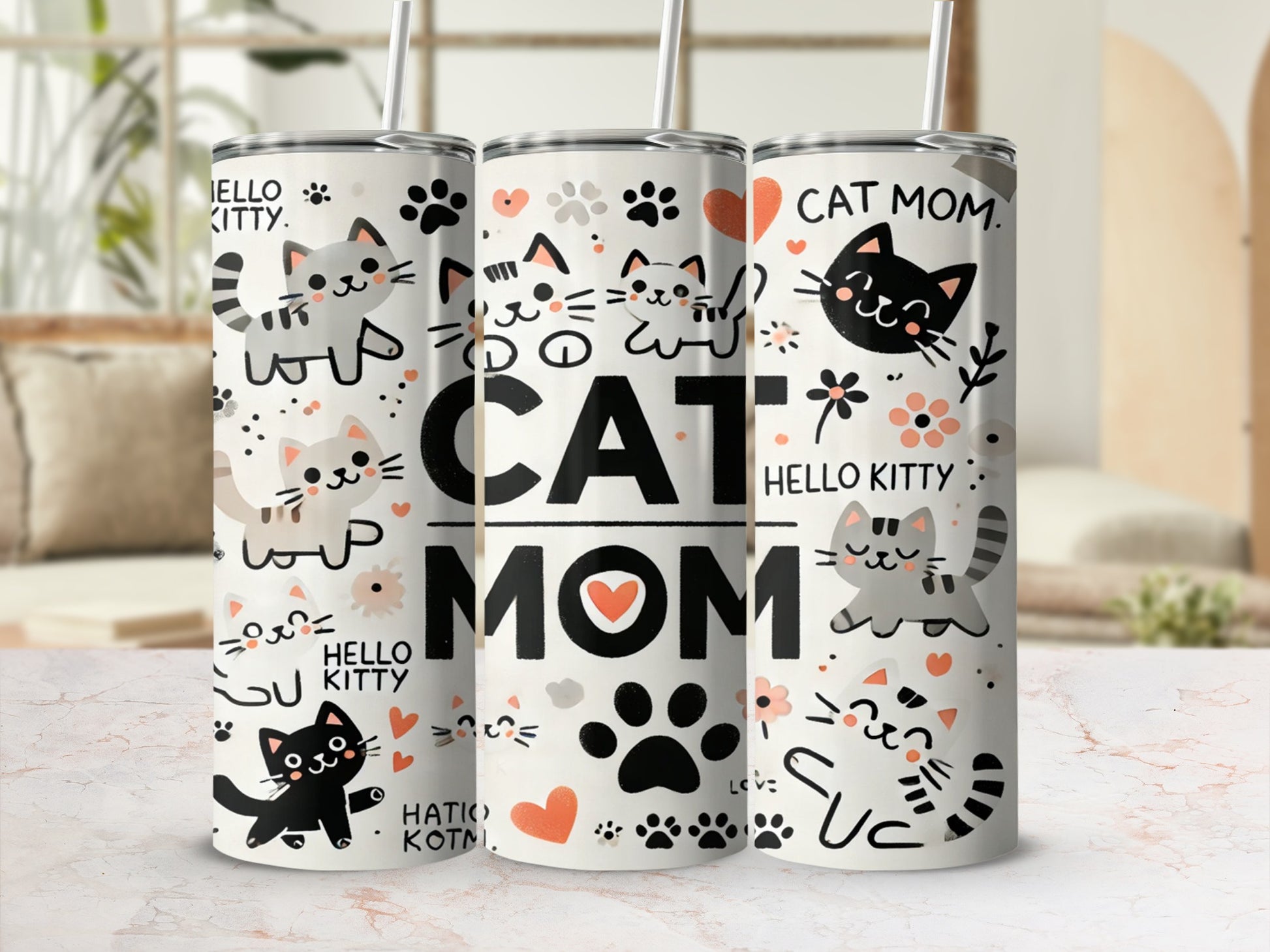 Adorable Hello Kitty Cat Mom Themed Tumbler
