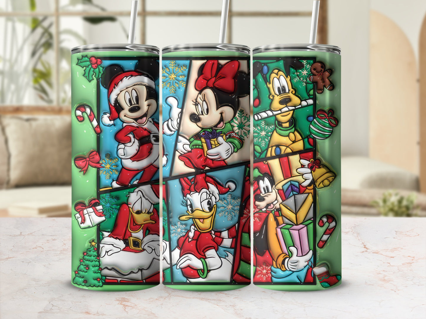 Colorful Festive Cartoon Character Themed Tumbler Set