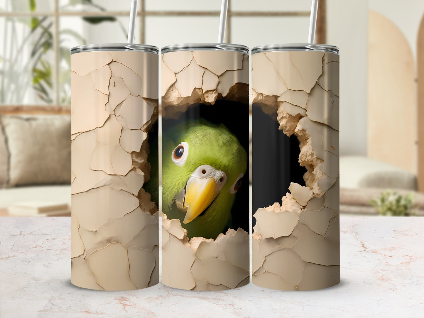 Cracked Eggshell Parrot Peeking Tumbler product type
Tumbler, Parrot, Green parrot, Cracked design, Eggshell design, Bird tumbler, Unique drinkware, Wildlife art, Pet bird, Exotic parrot, Fun tumbler, Novelty drinkware, Eye catching, Green bird art, Animal theme, Beverage tumbler, Insulated cup, Gift idea, Nature inspired, Creative design