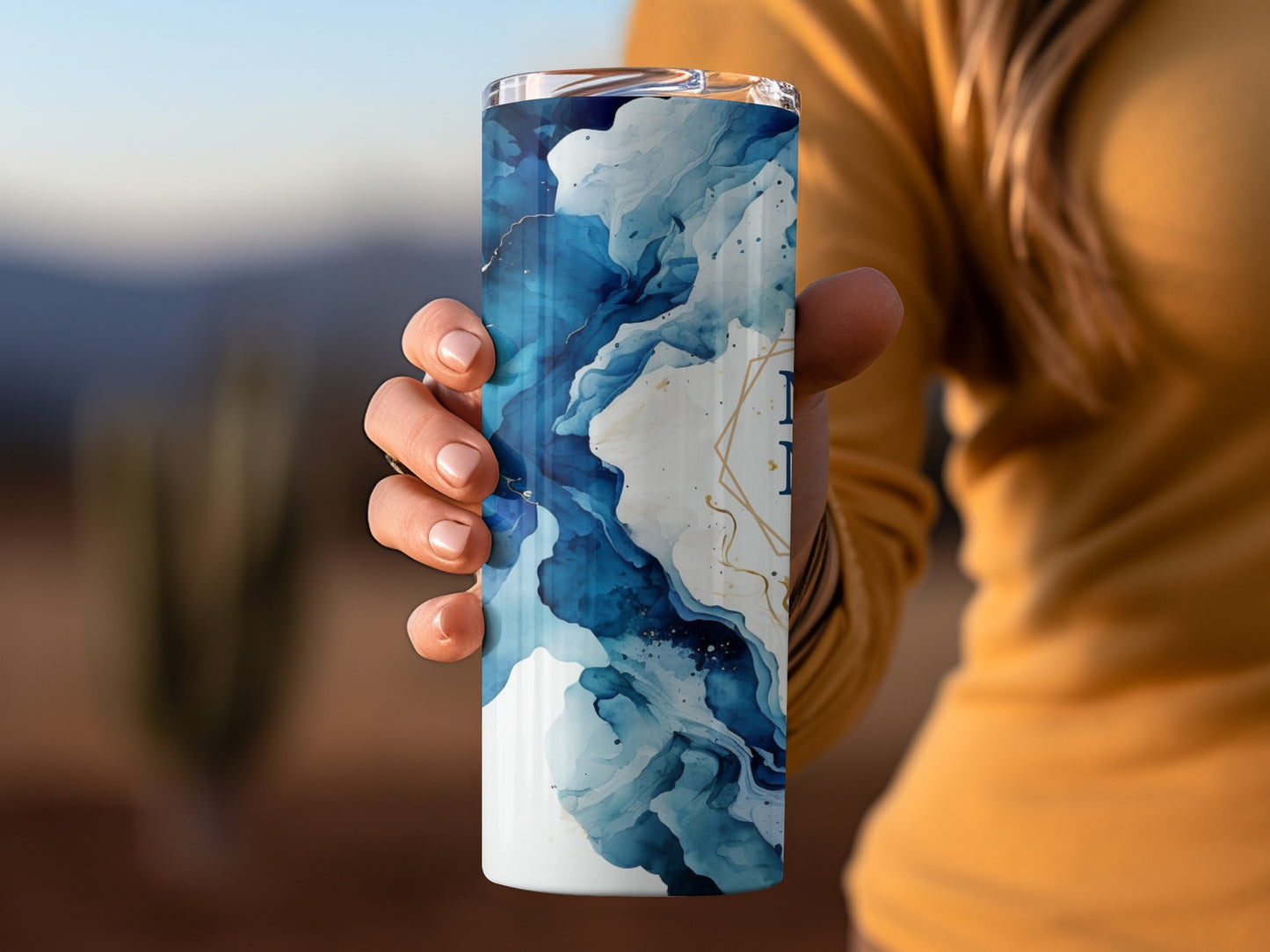 Blue Marble Swirl Insulated Travel Tumbler Product