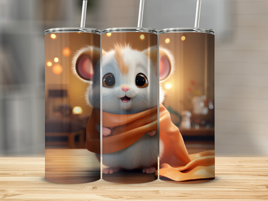 Adorable Furry Animal with Blanket Design Tumbler