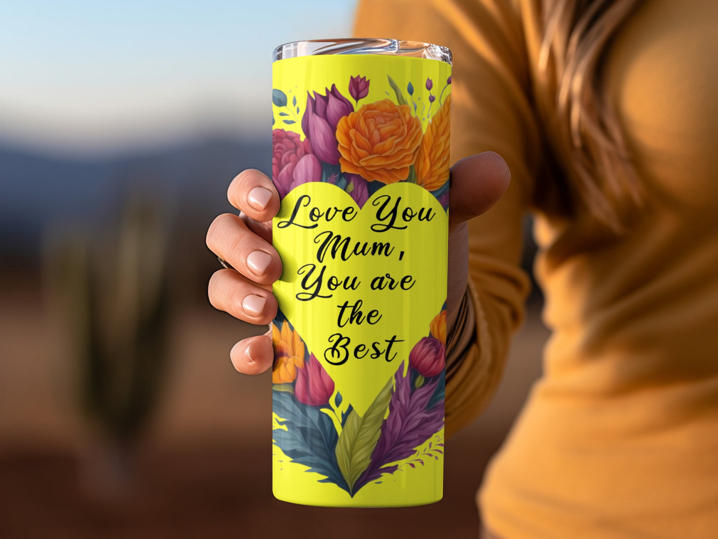 Love You Mum You are the Best Floral Tumbler Cup