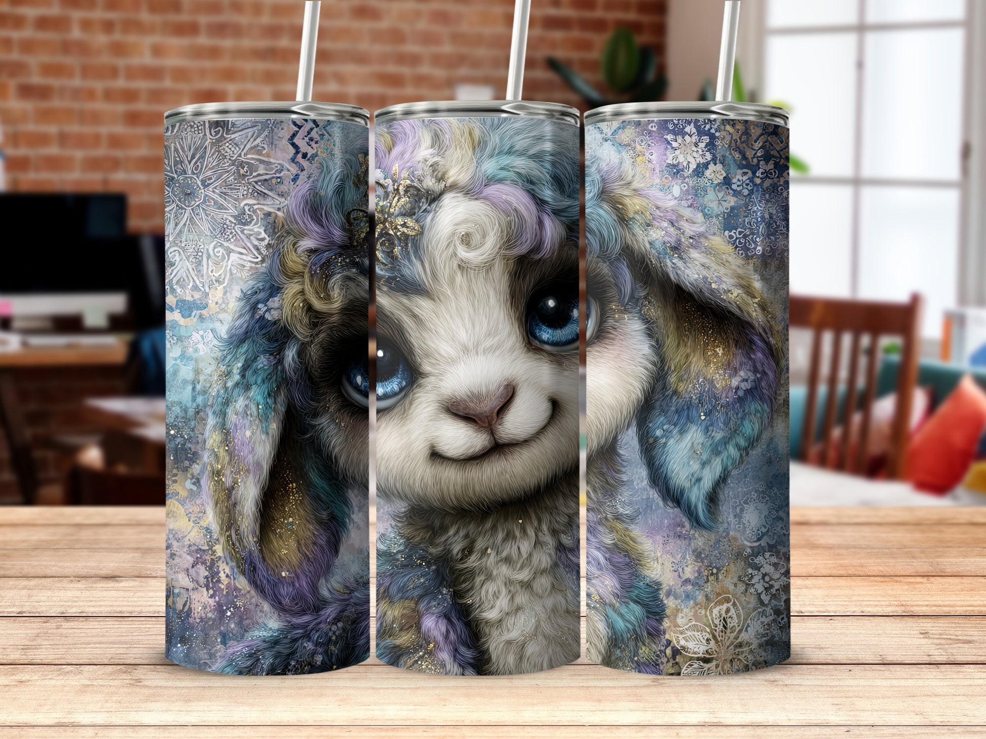 Adorable Fantasy Animal Art Tumbler With Straw