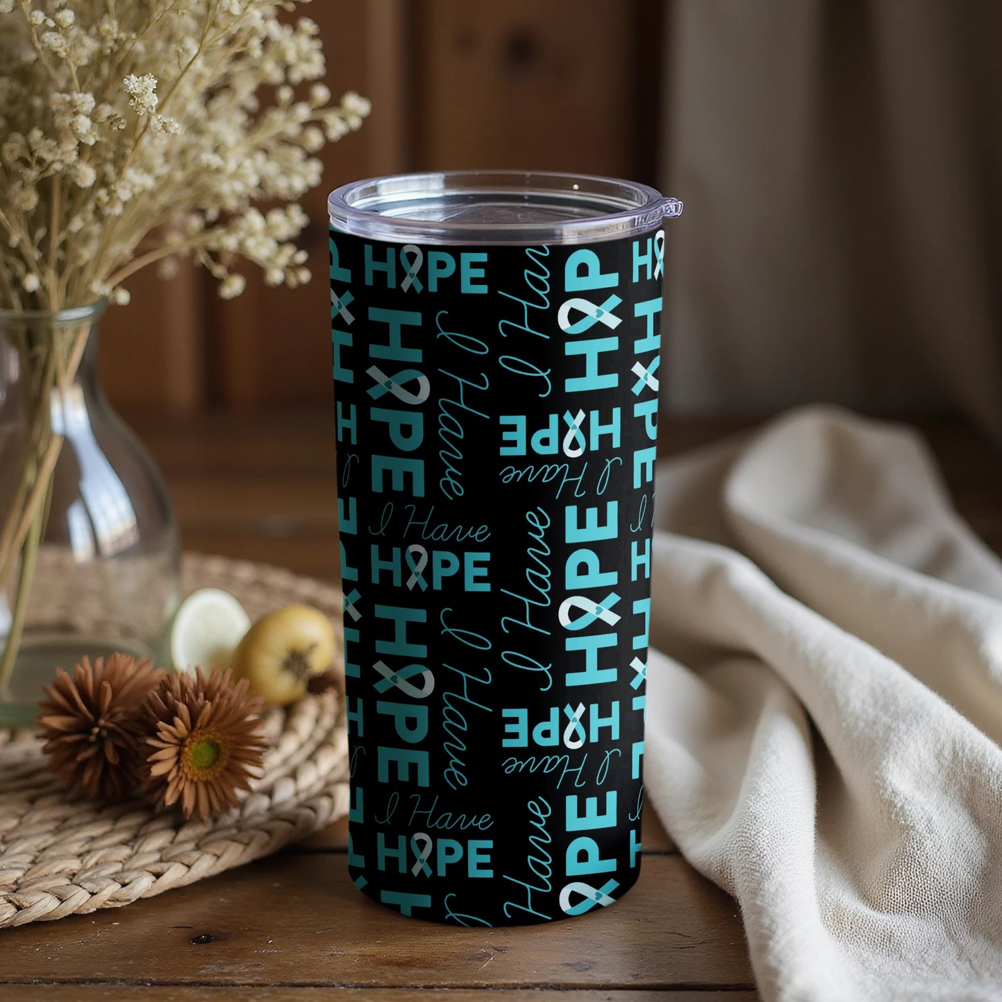I Have Hope Ribbon Pattern Design Tumbler