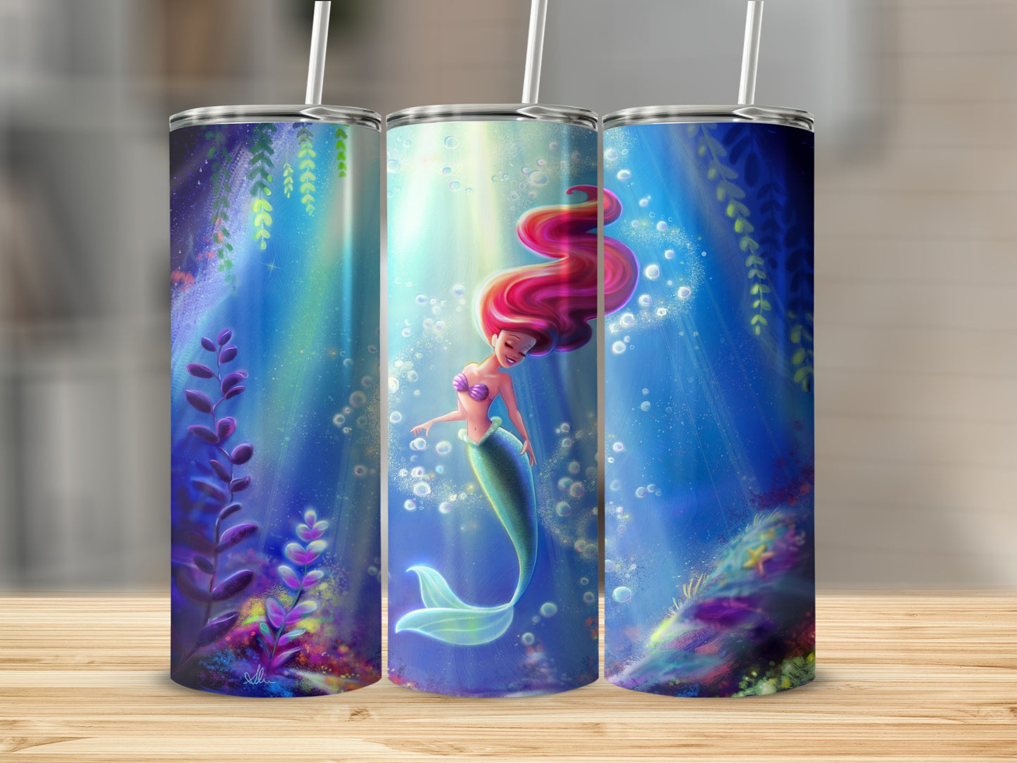 Colorful Underwater Mermaid Art Stainless Tumbler