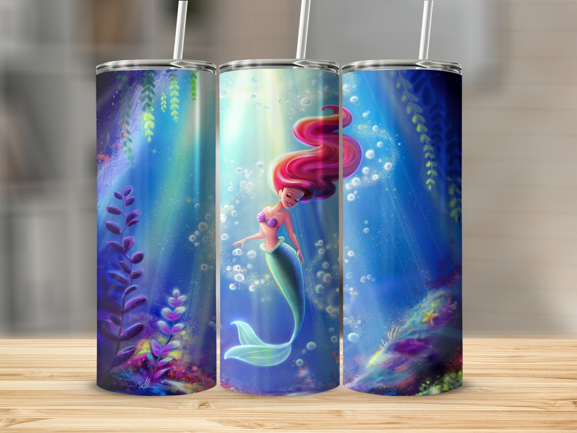 Colorful Underwater Mermaid Art Stainless Tumbler