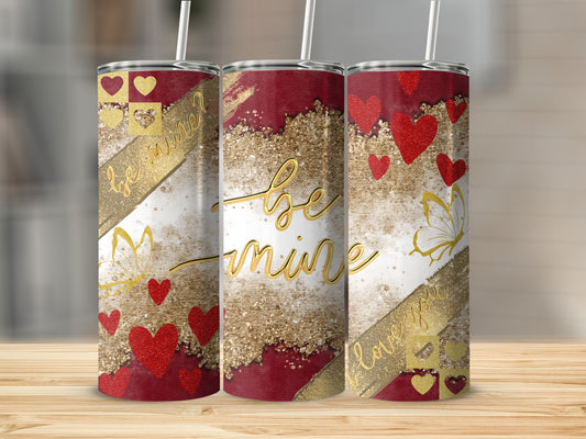 Be Mine Glitter Hearts Tumbler Straight Product