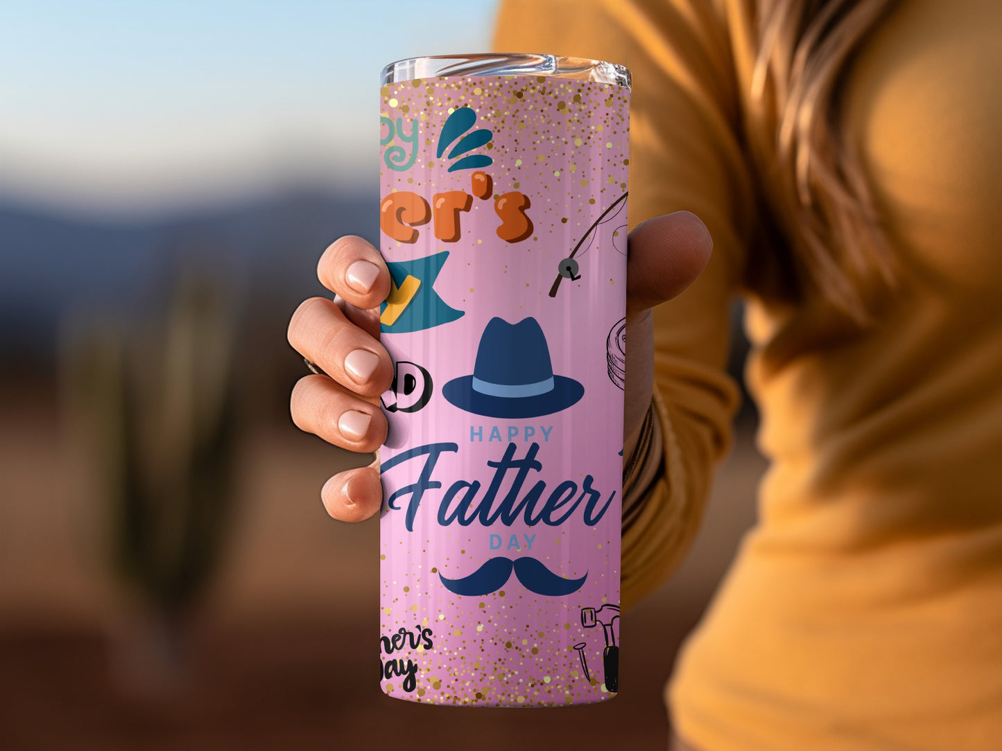 Happy Father's Day Pink Glitter Tumbler