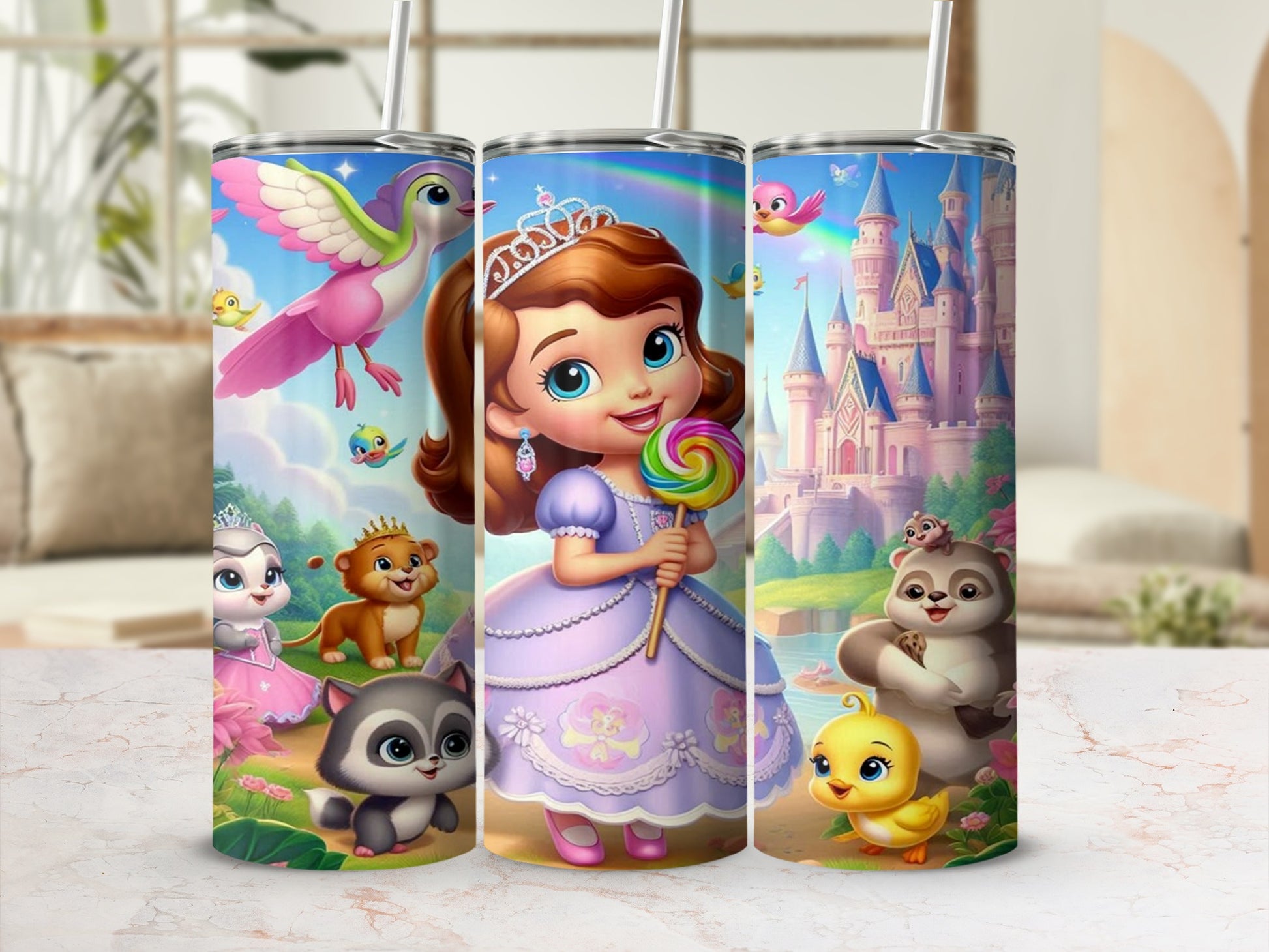 Princess and Animal Friends Colorful Tumbler Cup