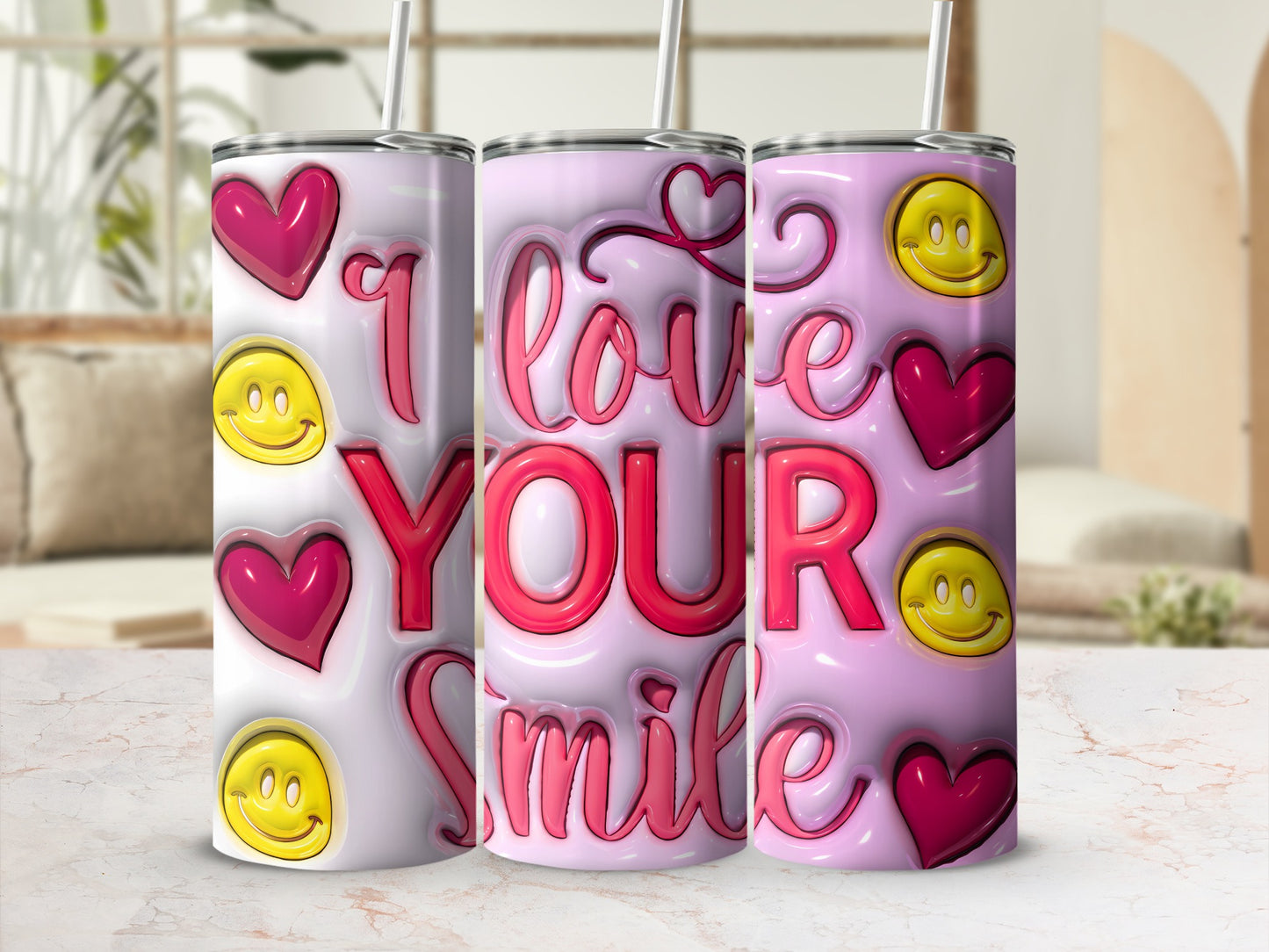 I love YOUR Smile Pink Hearts Smiley Faces Tumbler product type