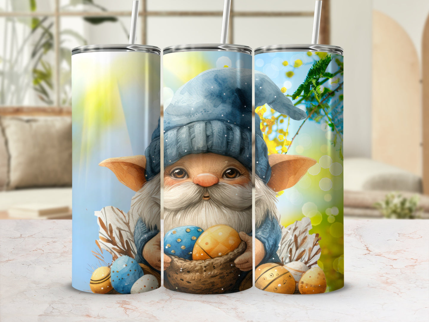 Adorable Easter Gnome With Colorful Eggs Tumbler