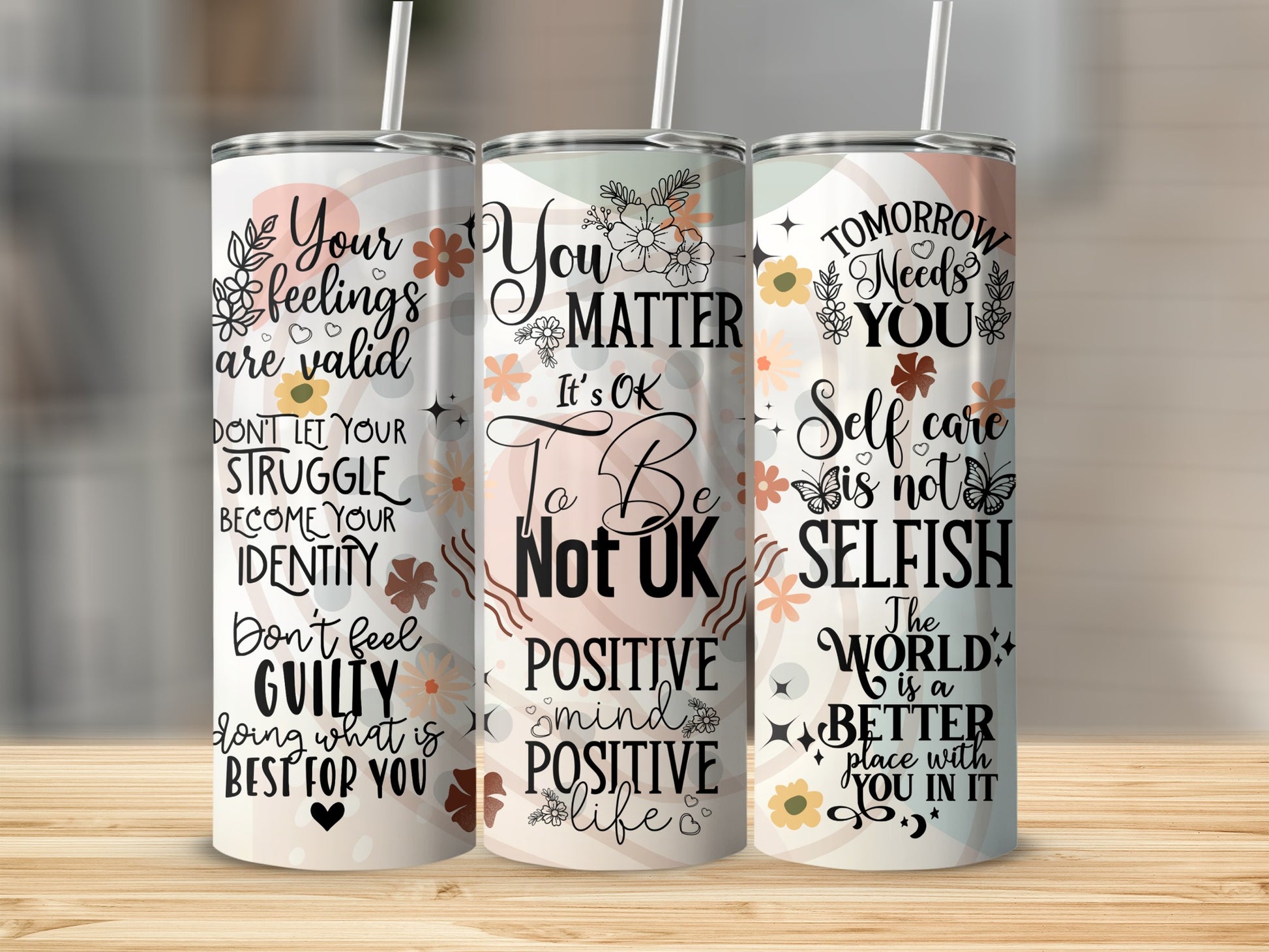 Motivational Quotes Design Tumbler Set for Inspiration