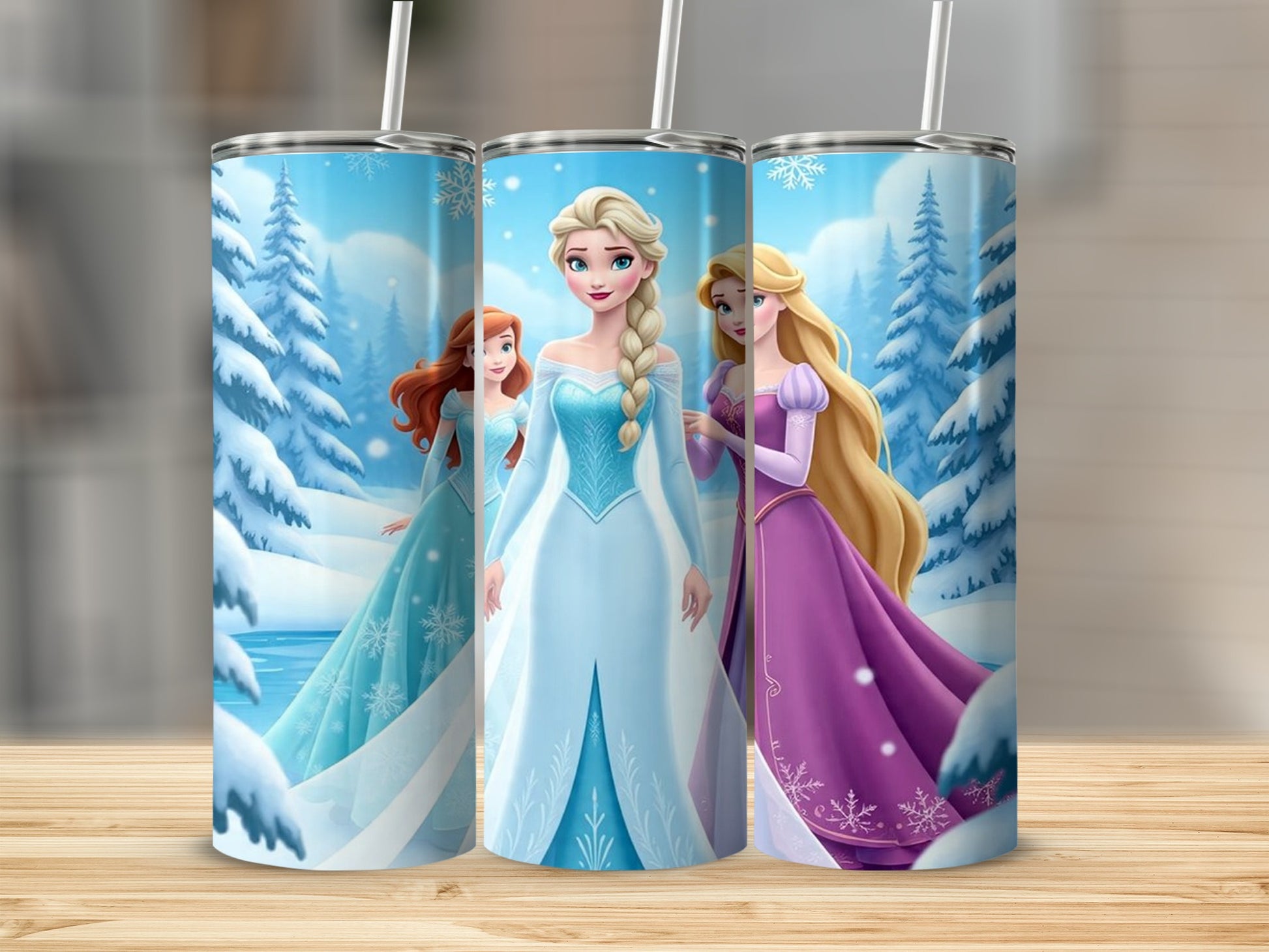 Winter Princesses Tumbler with Straw