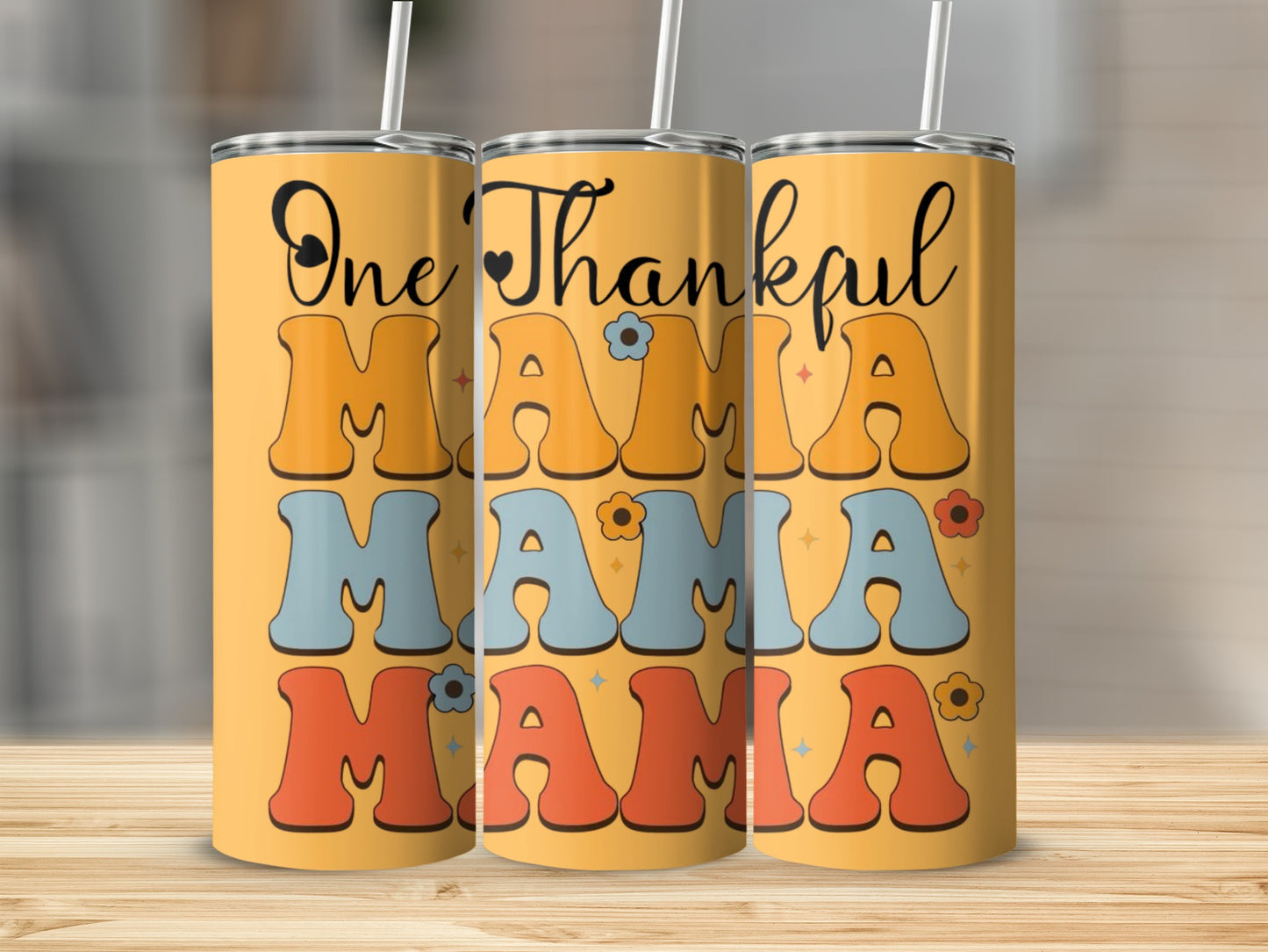 One Thankful Mama Colorful Art Tumbler Cup