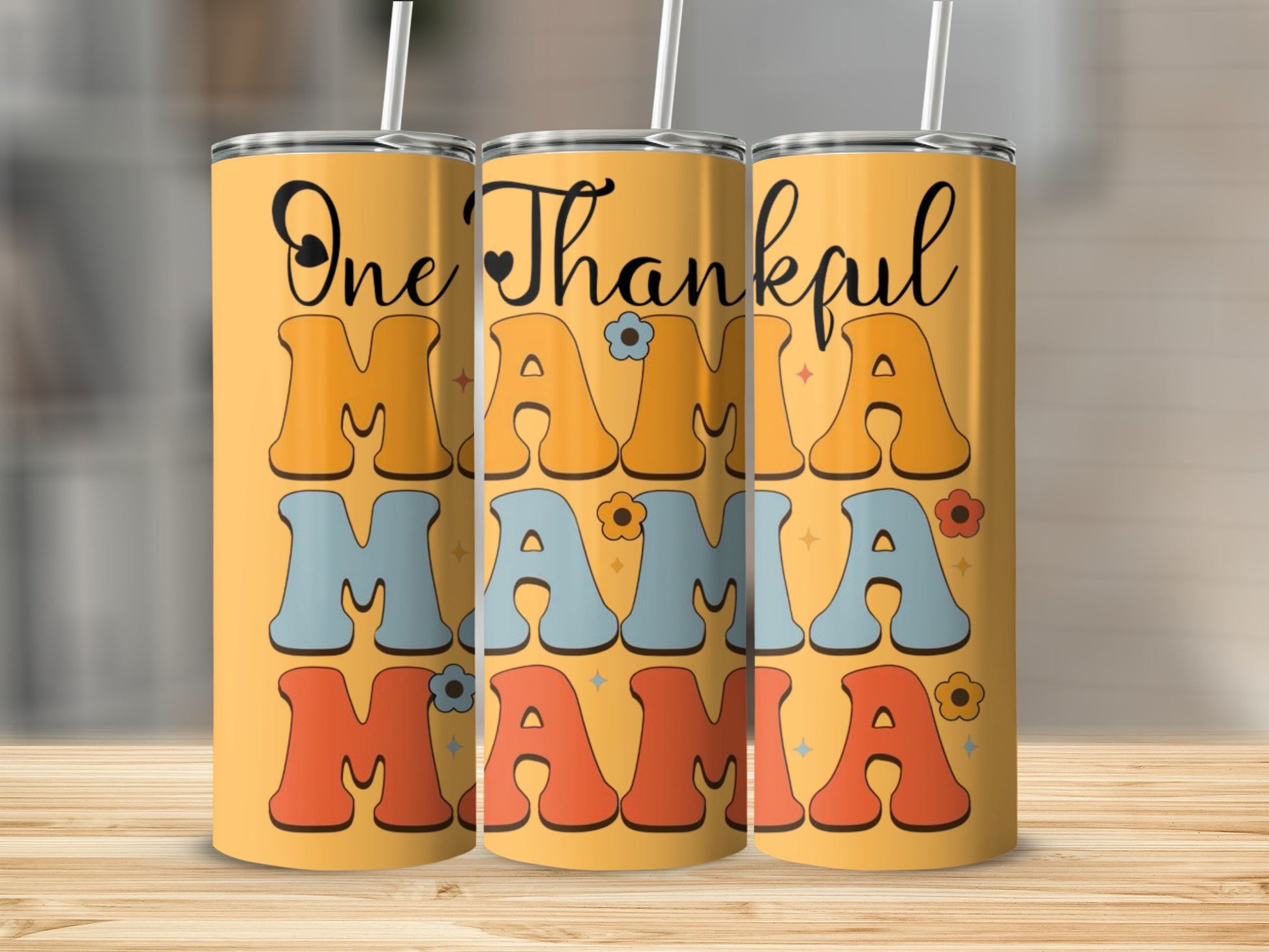One Thankful Mama Colorful Art Tumbler Cup