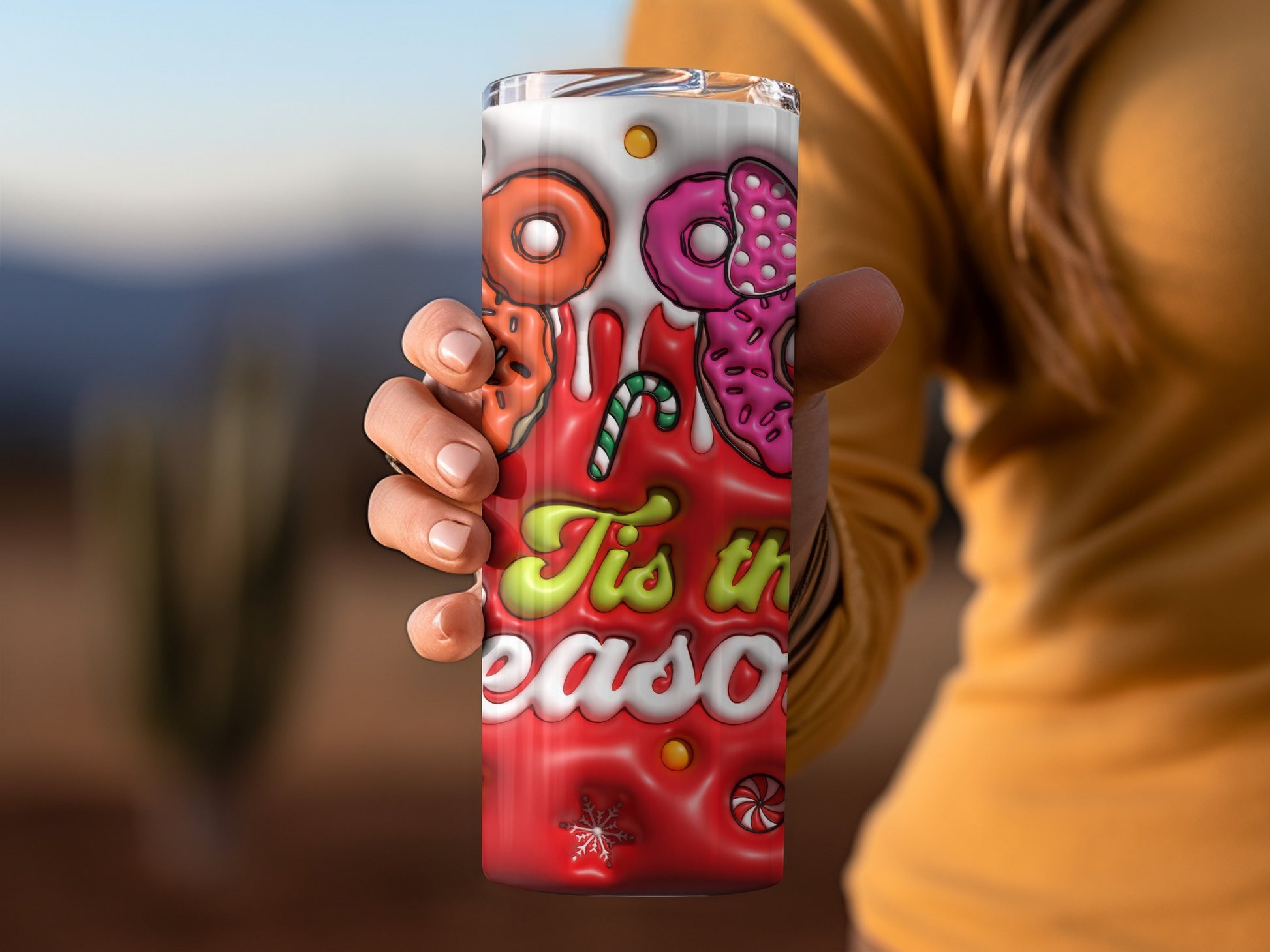 Festive Holiday Tis the Season Travel Tumbler