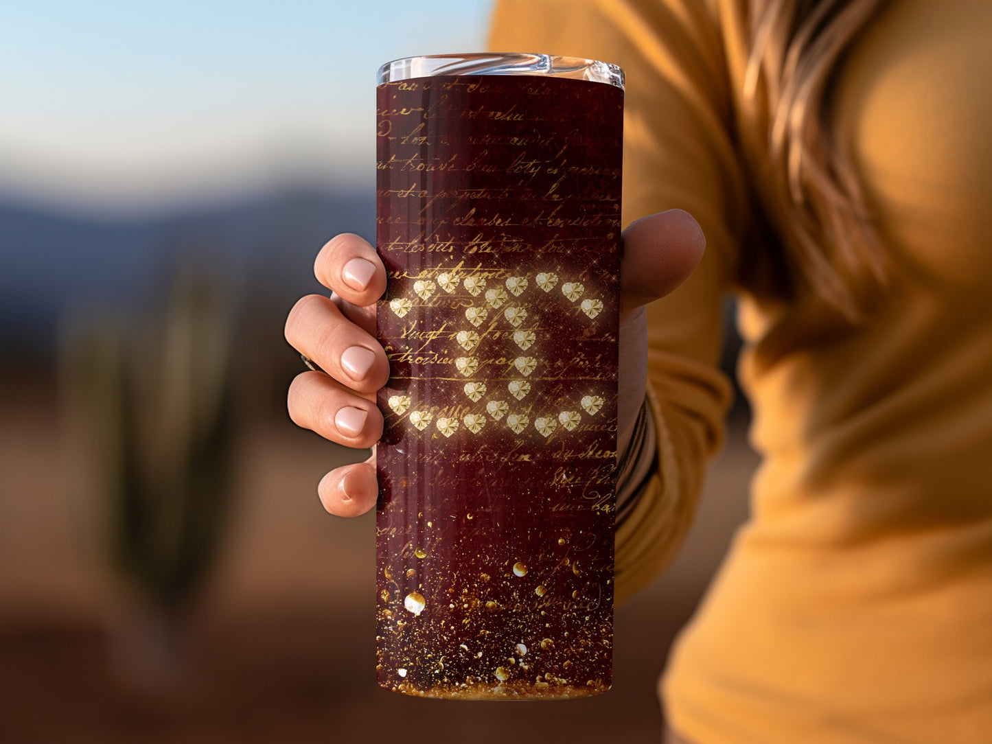 Stylish Gold Script Heart Design Insulated Tumbler