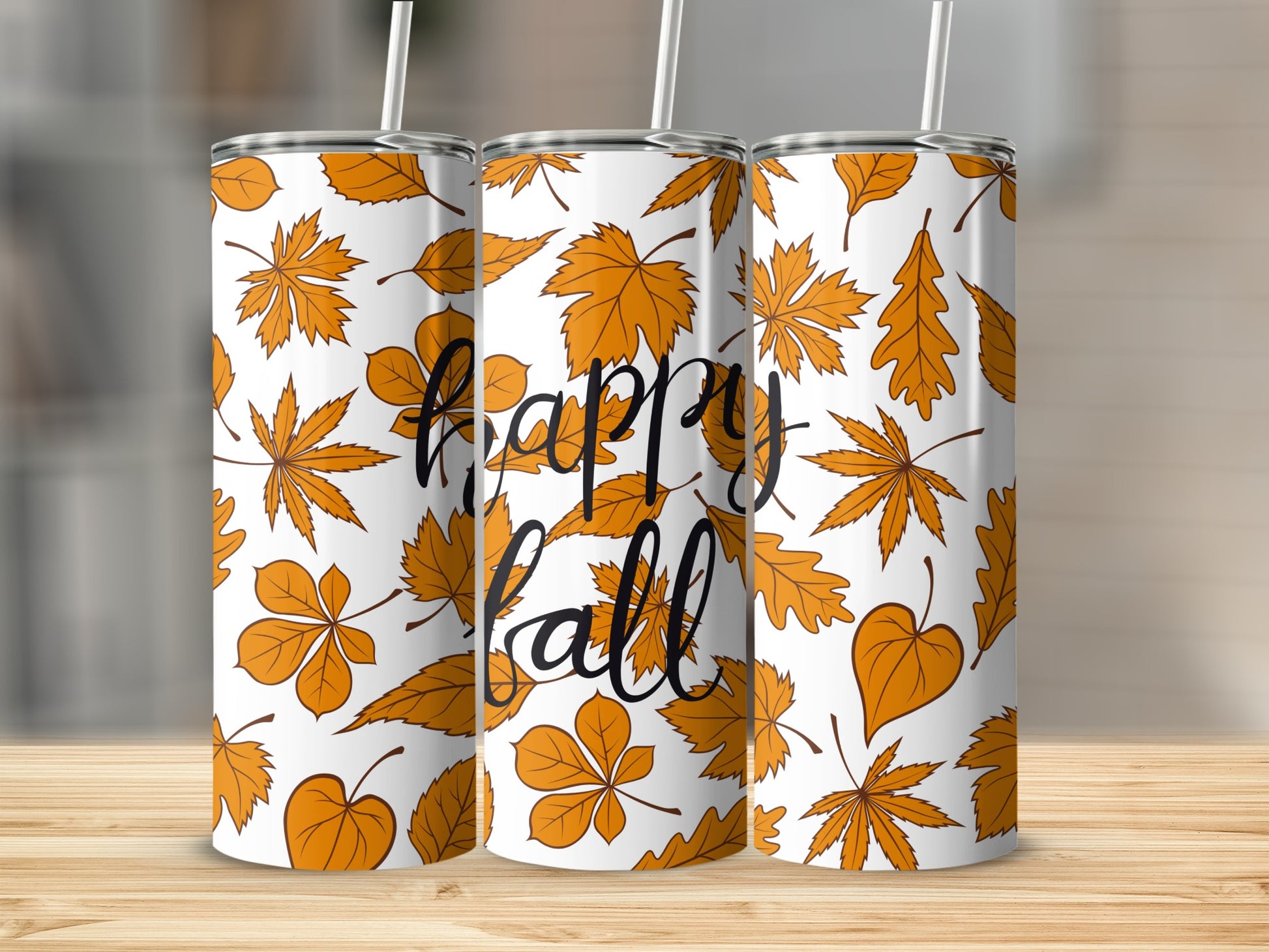 Happy Fall Leaves Design Insulated Tumbler