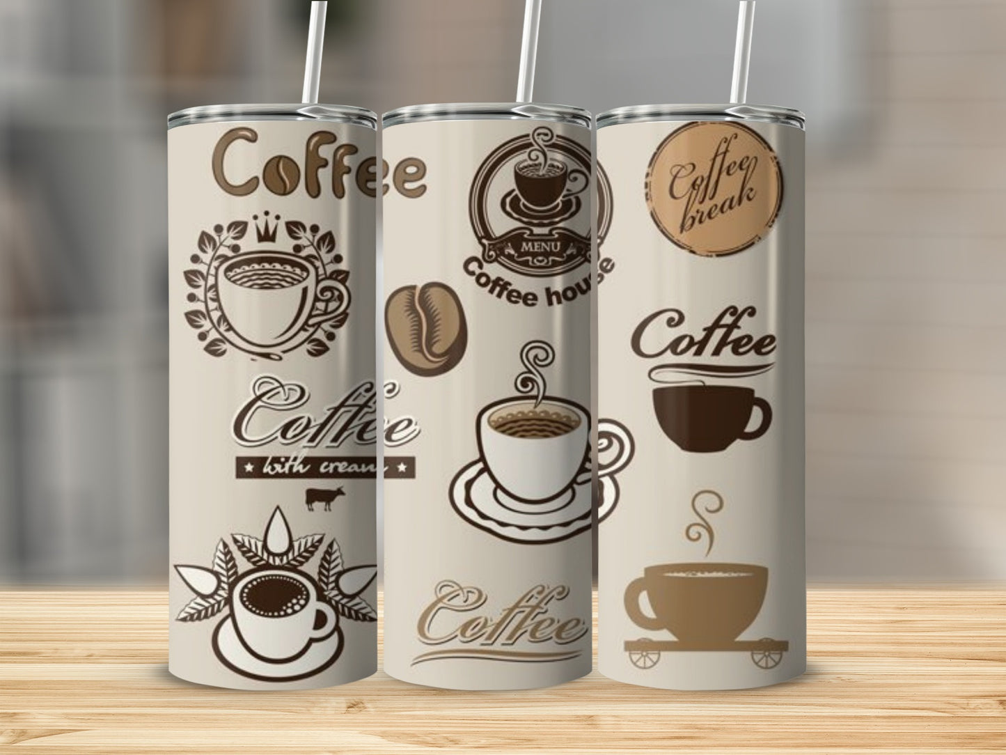 Vintage Coffee Themed Design Travel Tumbler Product