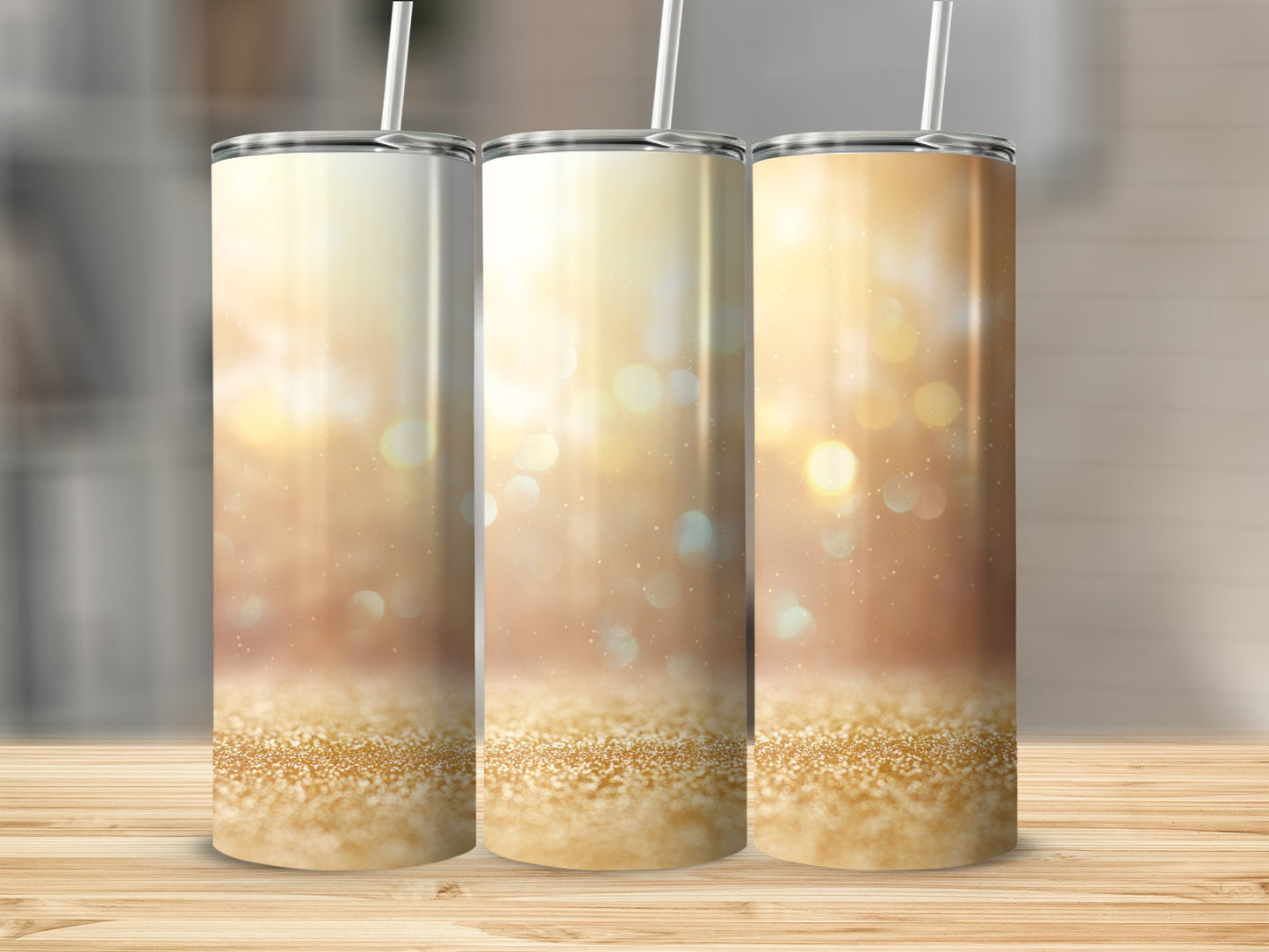 Glittering Bokeh Design Tumbler with Straw Product