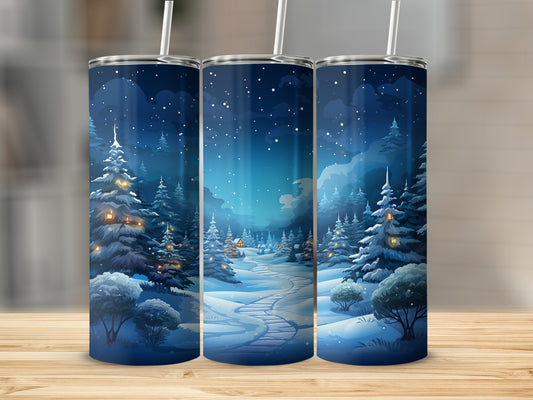Winter Wonderland Forest Scene Tumbler